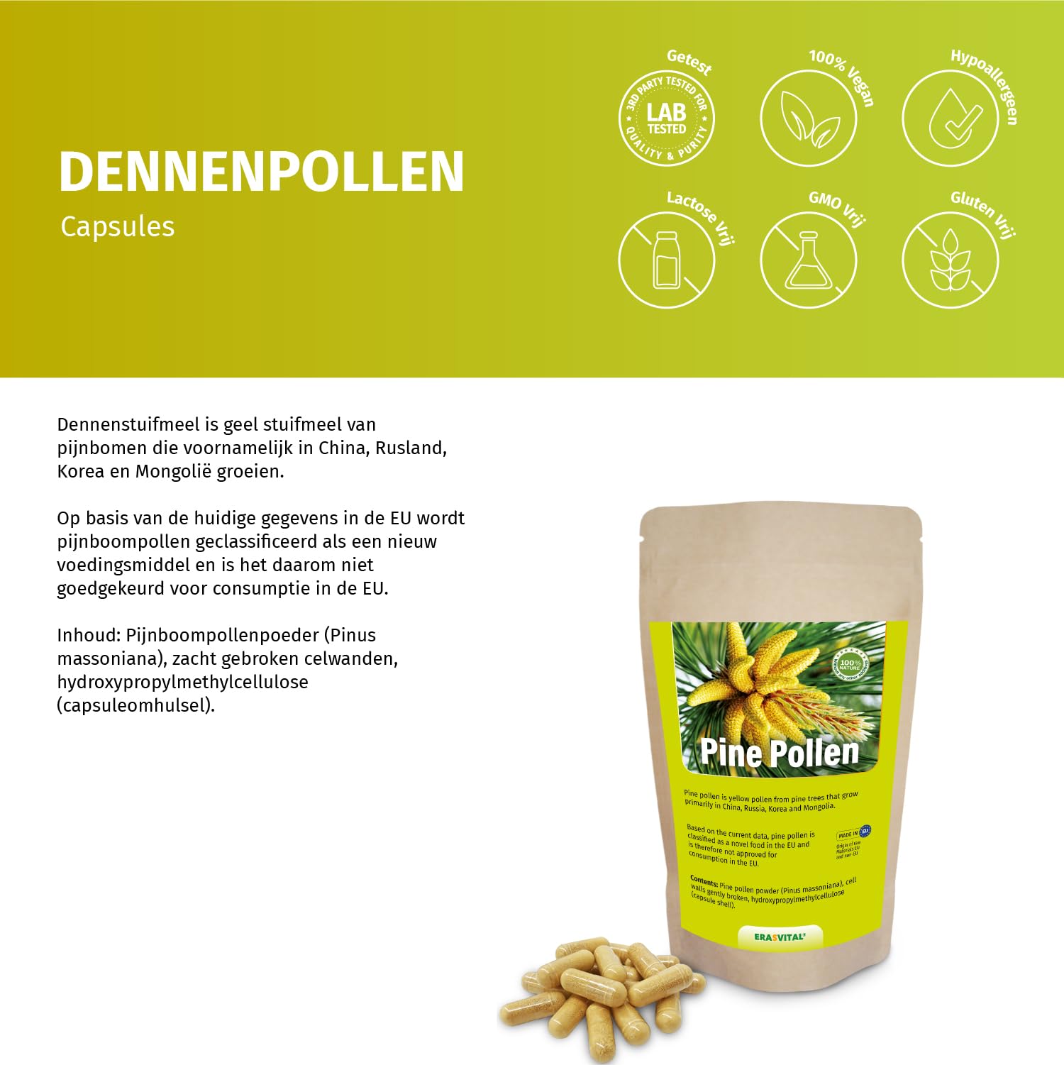 Pinien Pollen Kapseln Wildsammlung Zellwandgebrochen vegetarische Kapselhülle (540 stück (1er Pack))