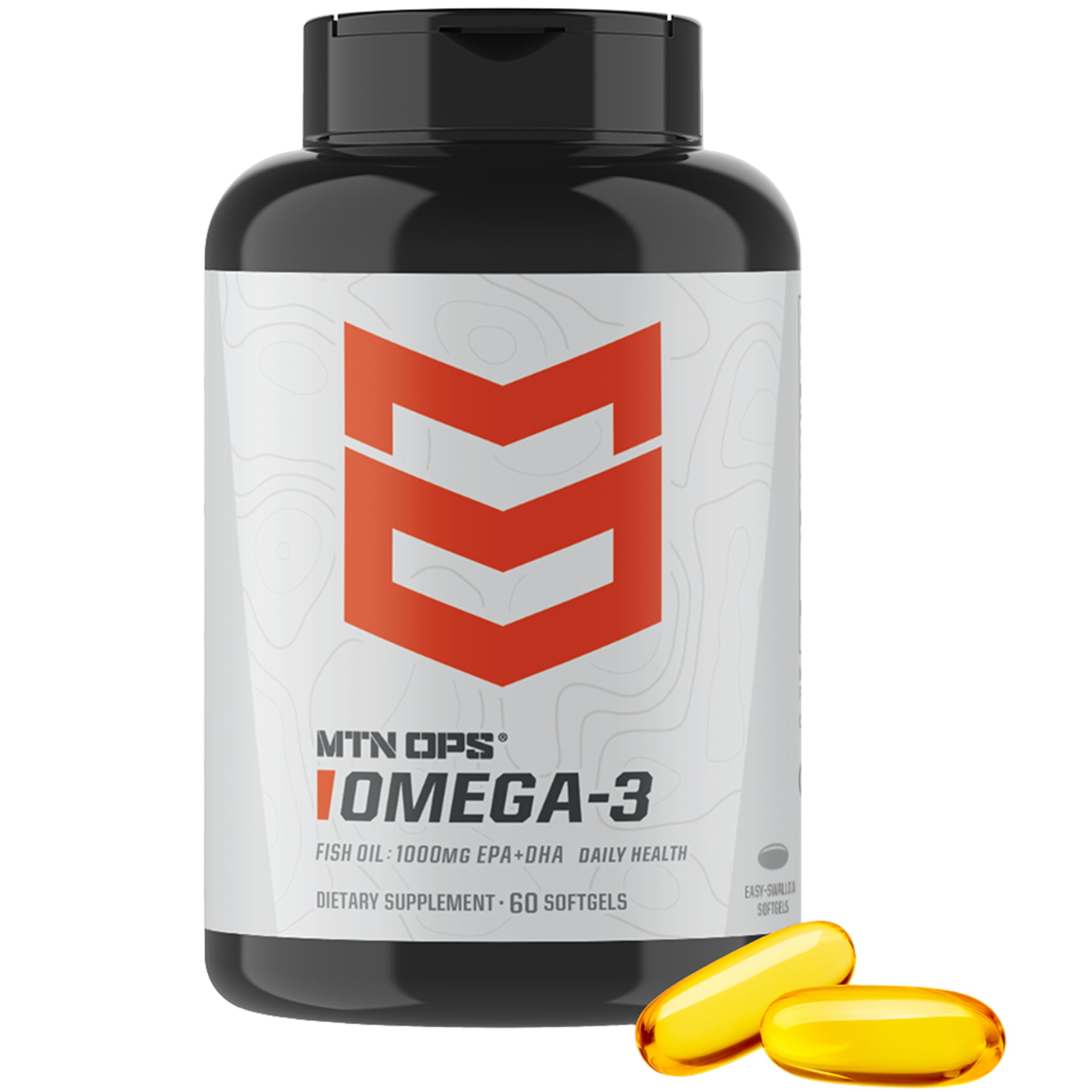 MTN OPS Omega‑3 Fish Oil Softgels – 1200 mg Omega‑3 Fatty Acids with 600 mg EPA + 400 mg DHA – Heart, Brain & Joint Health Support – Easy‑to‑Swallow, Naturally Gluten Free, 30 Servings