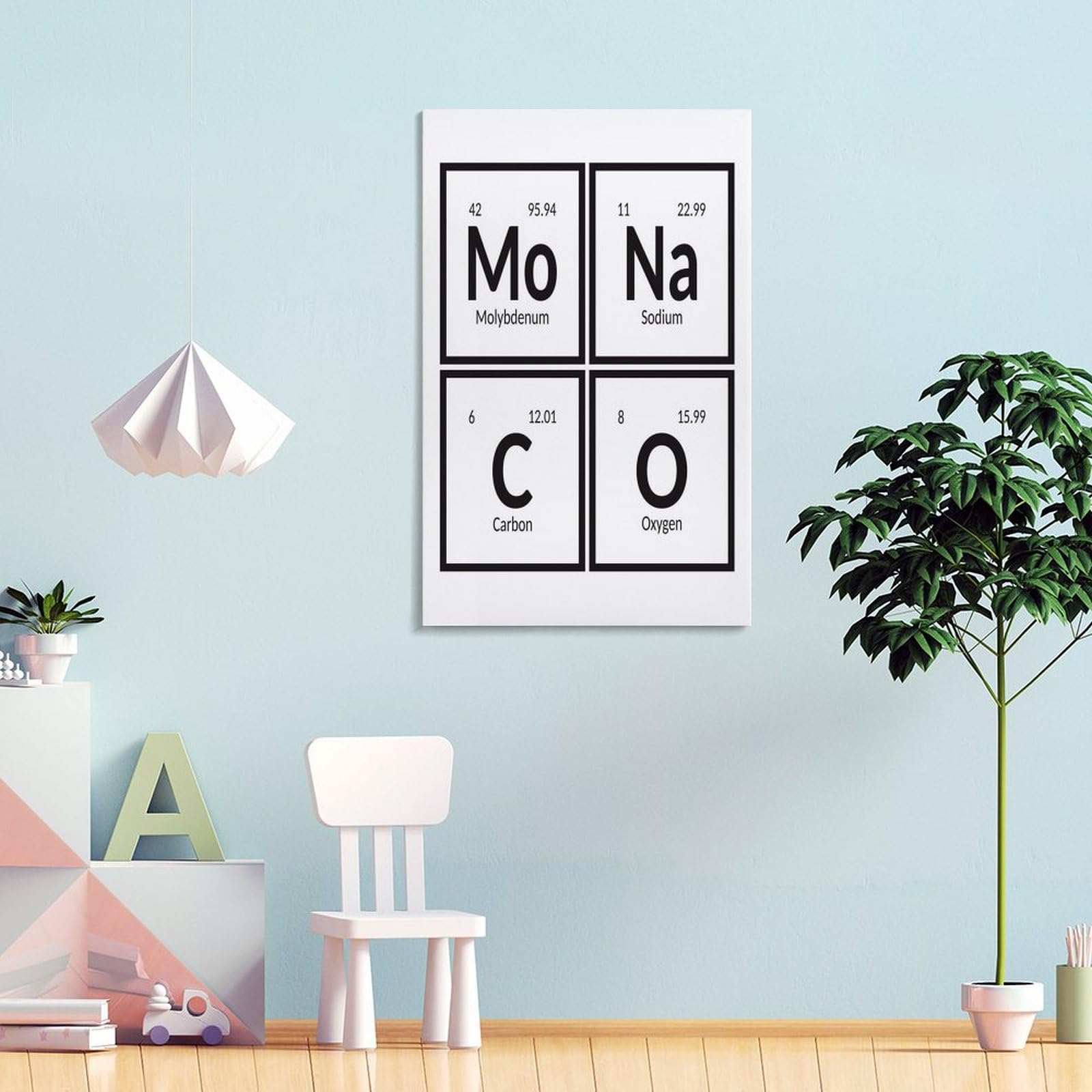 Monaco Periodensystem, Raum-Poster, Büro, Raumdekoration, kosmischer Sternenhimmel, Wandkunst-Poster für Wanddekoration, 60 x 90 cm