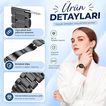 Amazfit Active 3 Premium Kordon Paslanmaz Çelik Metal Kayış [Active 3 Premium ile Uyumlu] -parent