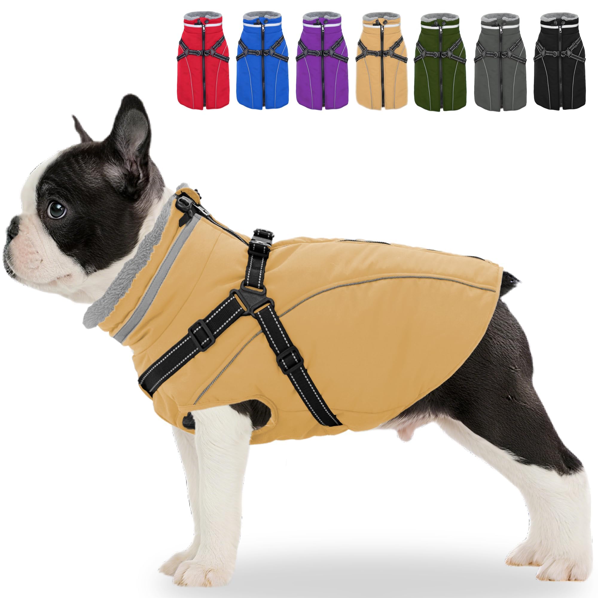 Fragralley Dog Coat with Harness Built in, Waterproof Warm Jacket Vest