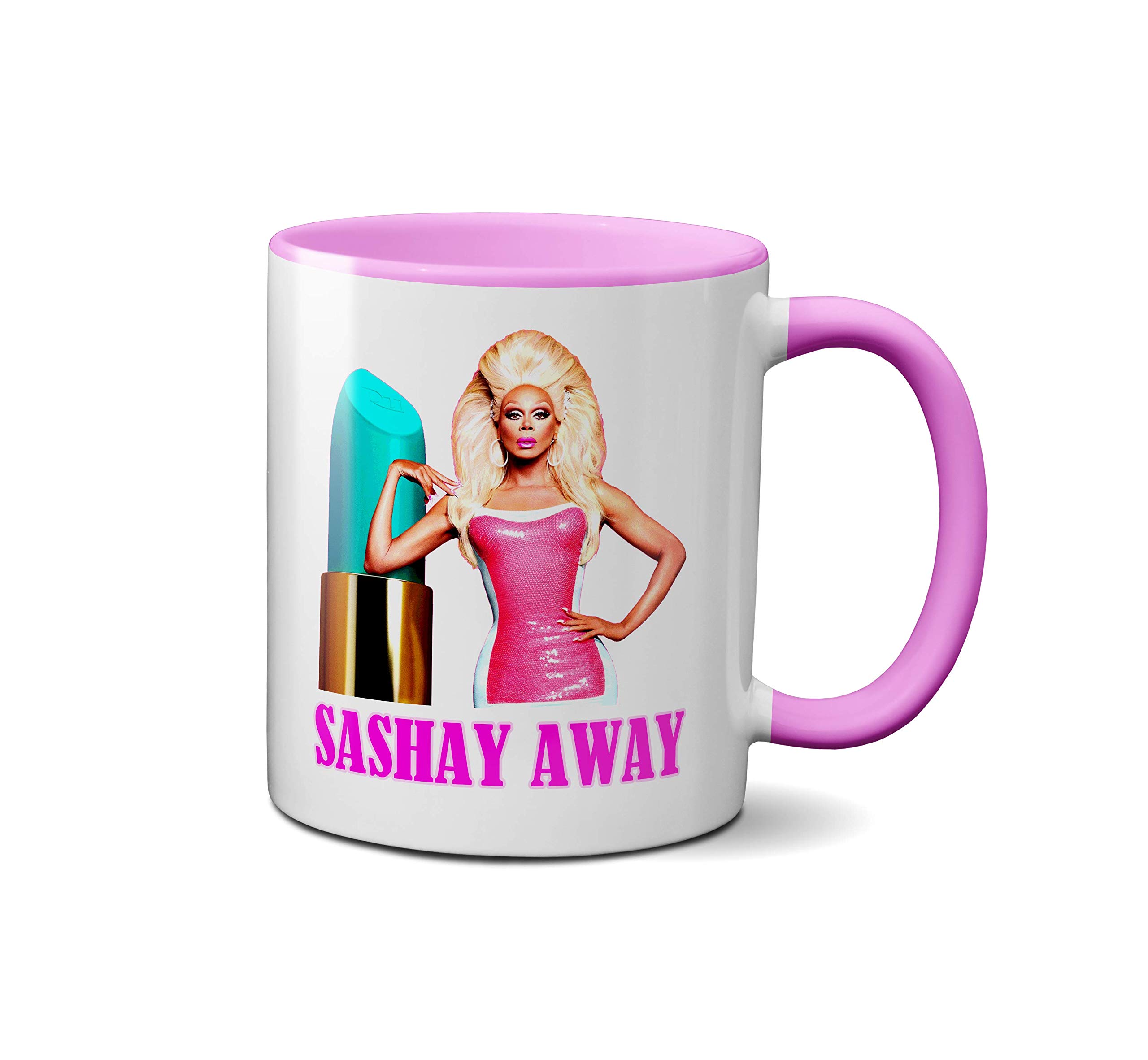 Sashay Away Mug- TV Show Catwalk Model Fashion Present Gift Idea Ceramic Handle Idea Heavy Duty Handle Dishwasher and Microwave Safe (Pink Handle)