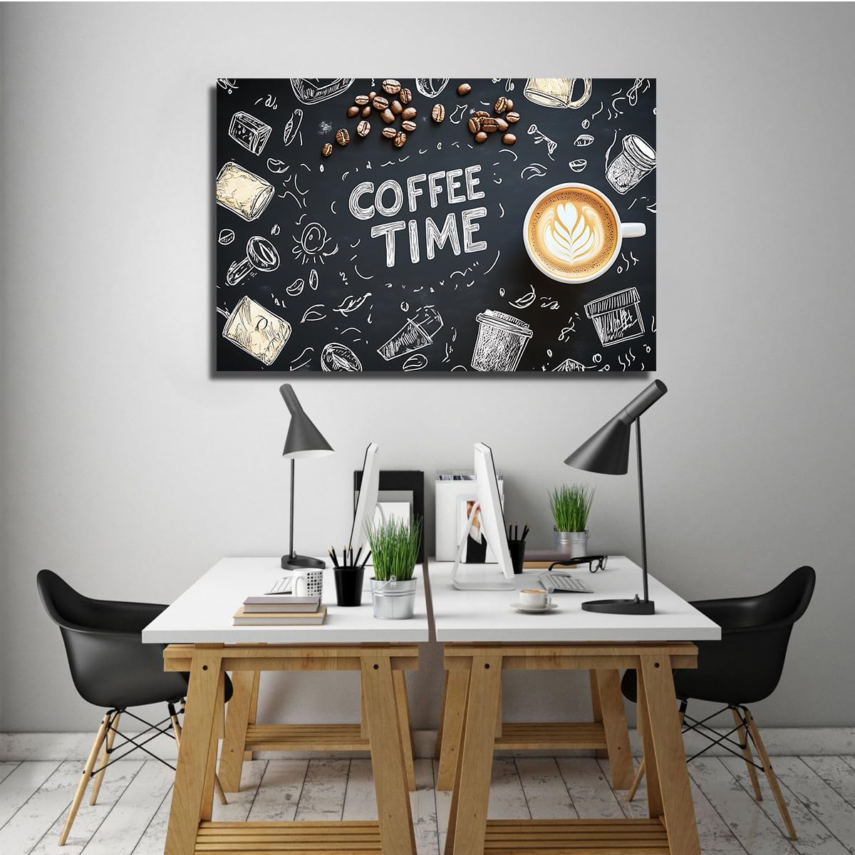Coffee Time płótno sztuka ścienna fasolki kawiarnia kuchnia płótno plakat