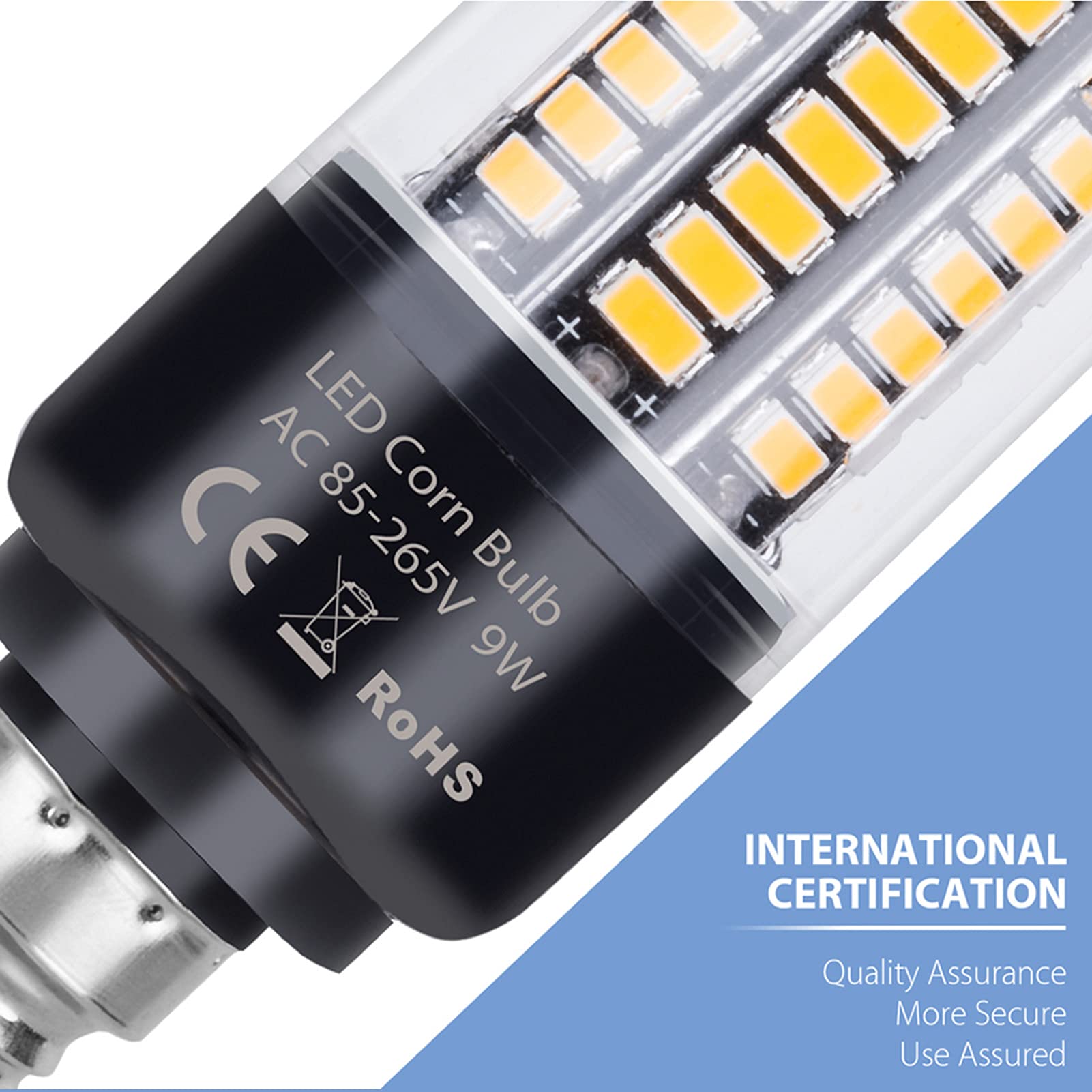 Lot 4 ampoules LED en forme maïs, non dimmables, 350 lumens, 3,5 W, éclairage domestique, bouche à vis, blanc chaud 3 000 K/blanc froid 6 500 K