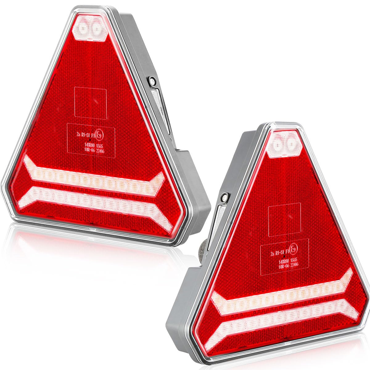 2x Anhänger Rückleuchten Led 6Funktion 12v24v Wasserdicht ECE R10 EMC LED Nebelschlussleuchten Rot für PKW Traktor Landwirtschaftliches KFZ Caravan Reflektor Rotes Dreieck