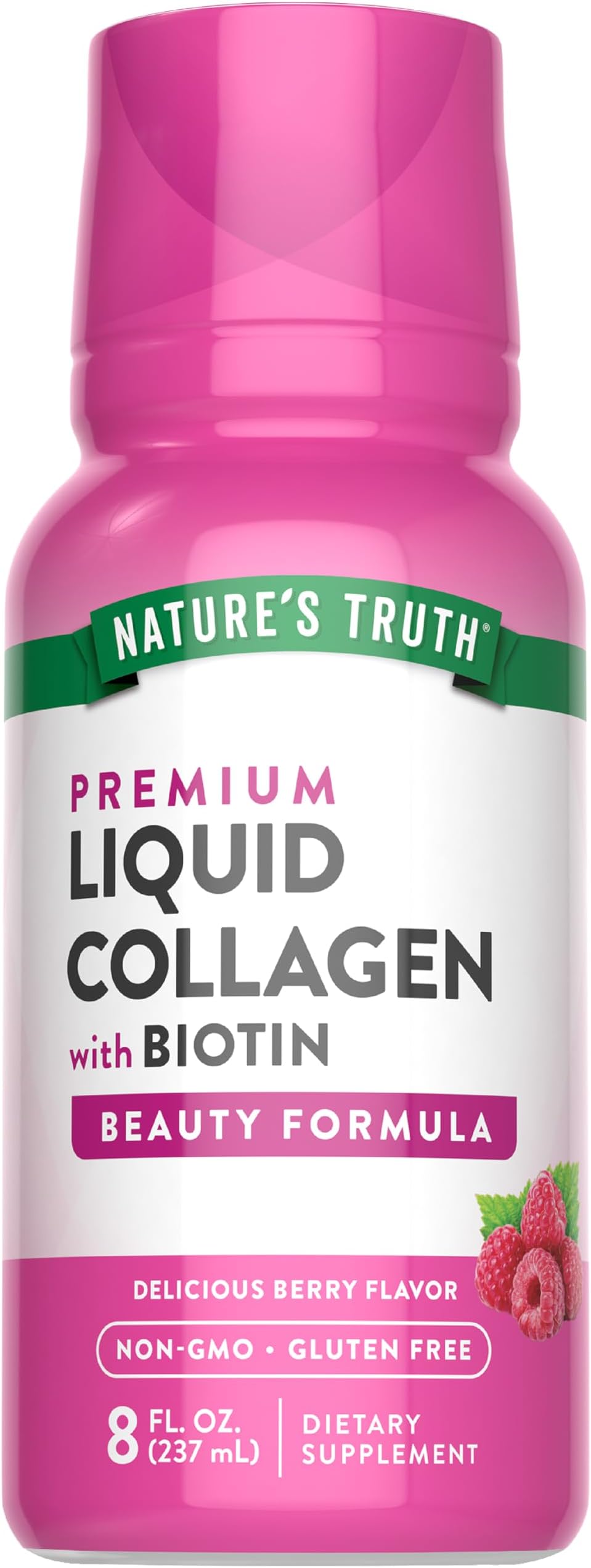 Liquid Collagen Supplement with Biotin | Type 1 & 3 | Berry Flavor | 8 fl oz | Non-GMO & Gluten Free