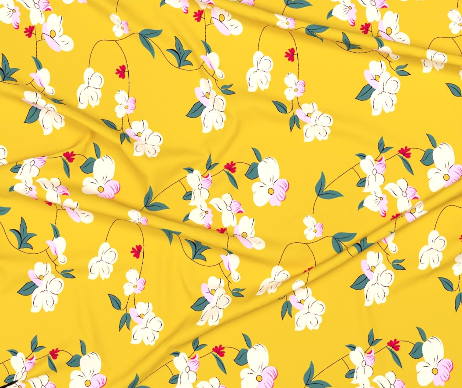 BSB Home Glace Cotton Bedsheets - Floral & Yellow -3 BSB Home Glace Cotton Bedsheets - Floral & Yellow -3