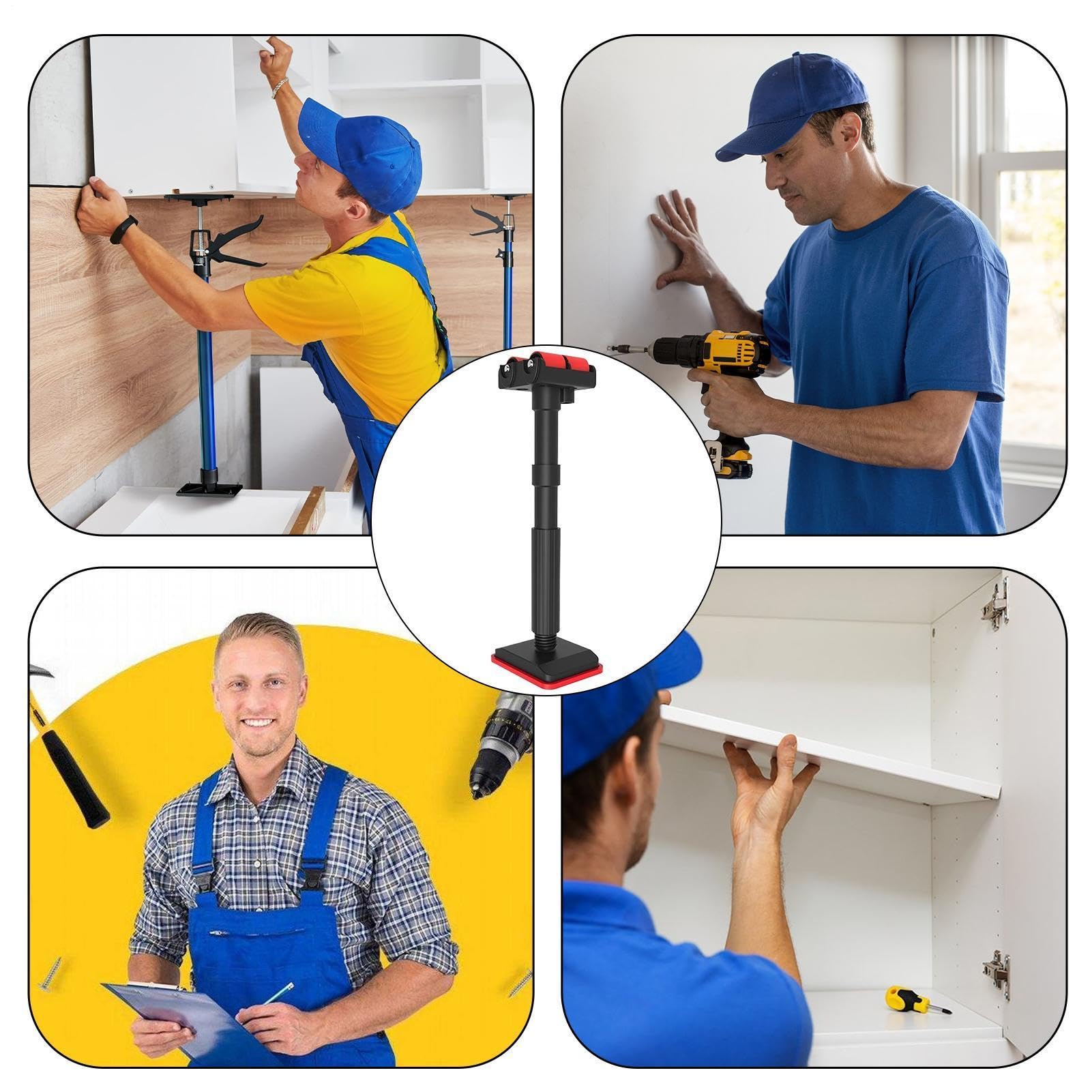 Poste de soporte que ahorra mano de obra - Gato elevador de gabinete ajustable en altura, instalación pesada de barra de elevación | Dormitorio Baño Garaje Muebles para el hogar Panel de la