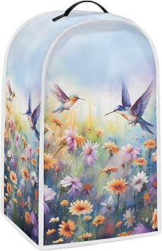 Blender Dust Cover Kitchen Small Appliance Cover Dust Proof Stand Mixer Cover Coffee Maker Appliance Cover Easy to Clean Washable for Home Kitchen Decor, Hummingbird Daisy Blue