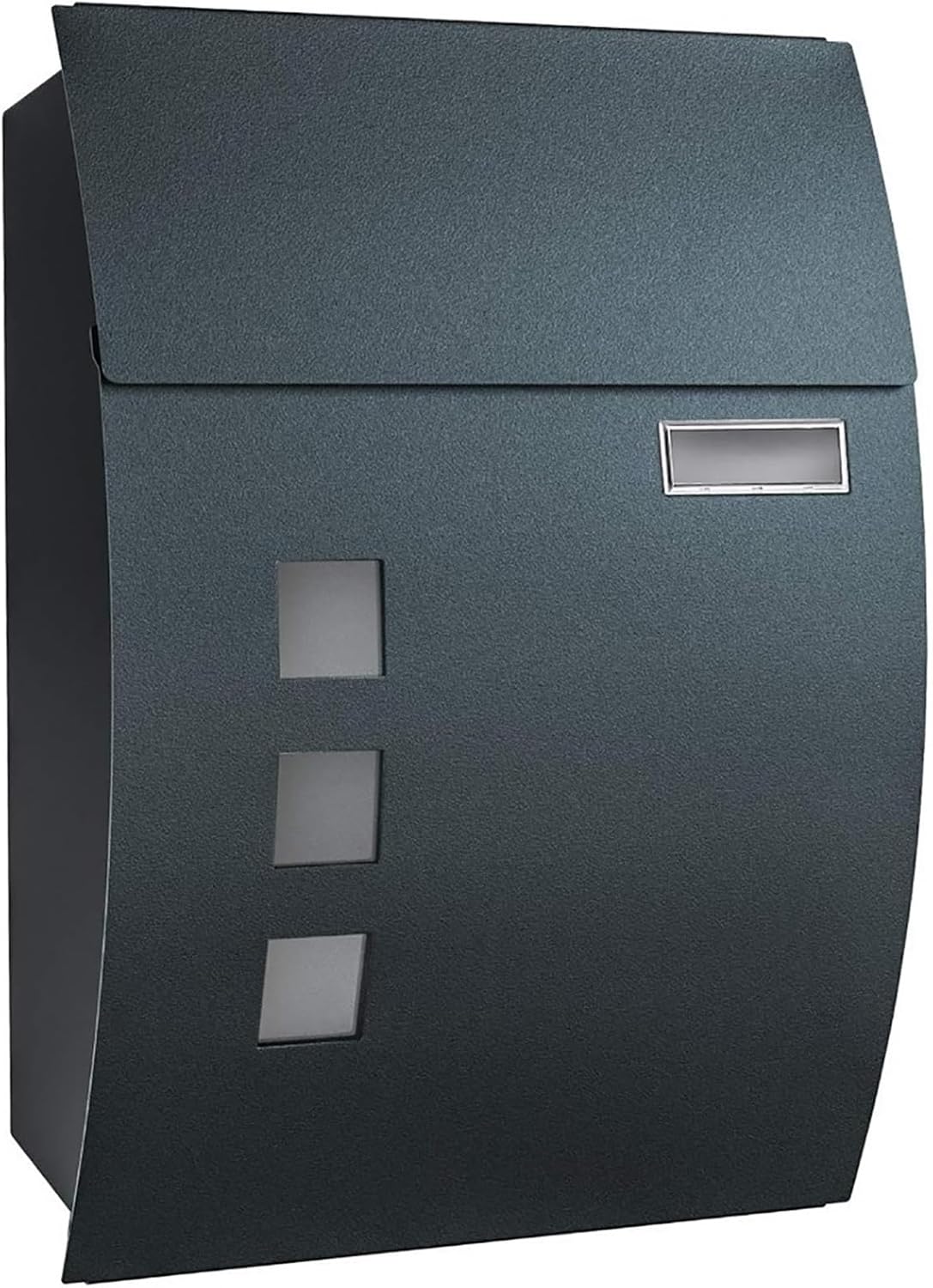 Locking Wall Mount Mail Boxes for House Outside, Large Capacity Metal Mailbox with View Window, Security Drop Box with 2 Keys, Galvanized Steel, 18×4×13in(Black)