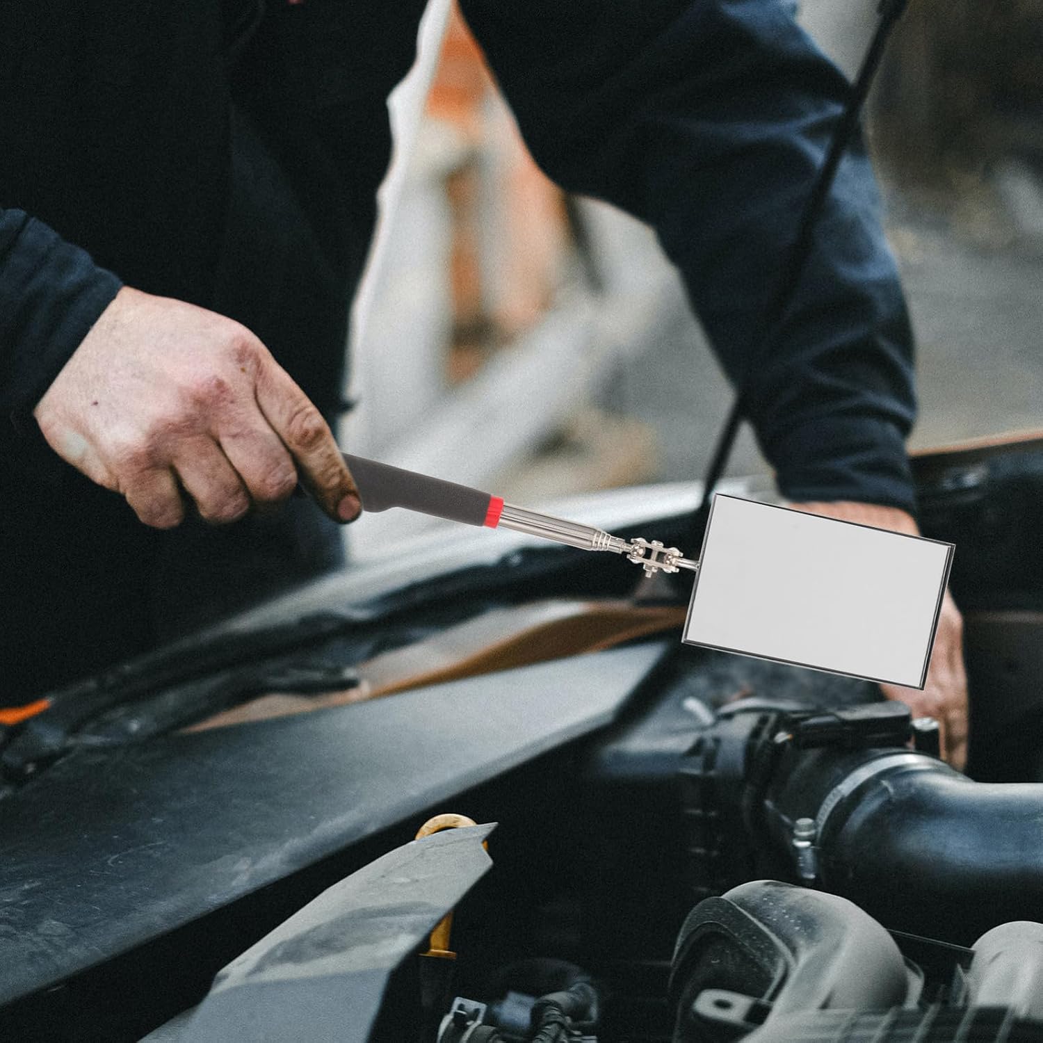 Telescoping Inspection Mirror Extendable Mechanic Tool with Angle Design for Automotive and Mechanical Use Compact and Lightweight for Easy Transport