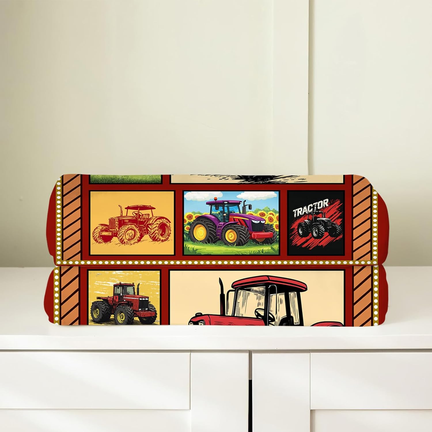 Truck Blanket, Red Trucks Throw Blanket, Farmhouse Tractor Gifts Blankets Stuff Fleece Flannel Plush for Men Boys Women Girls Lovers Adults Soft Bedding Gift for Sofa Bed Office Home Decor 40"X50" - Image 8