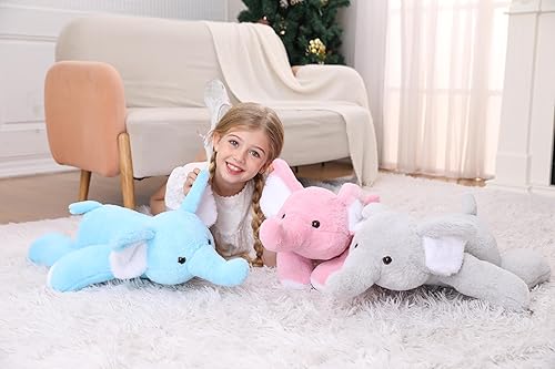 Miniatura 7 de 5 lbs 27" Weighted Elephant Stuffed Animals Pink, Giant Elephant Plush Pillow Huggable Plushie for Kids and Adults