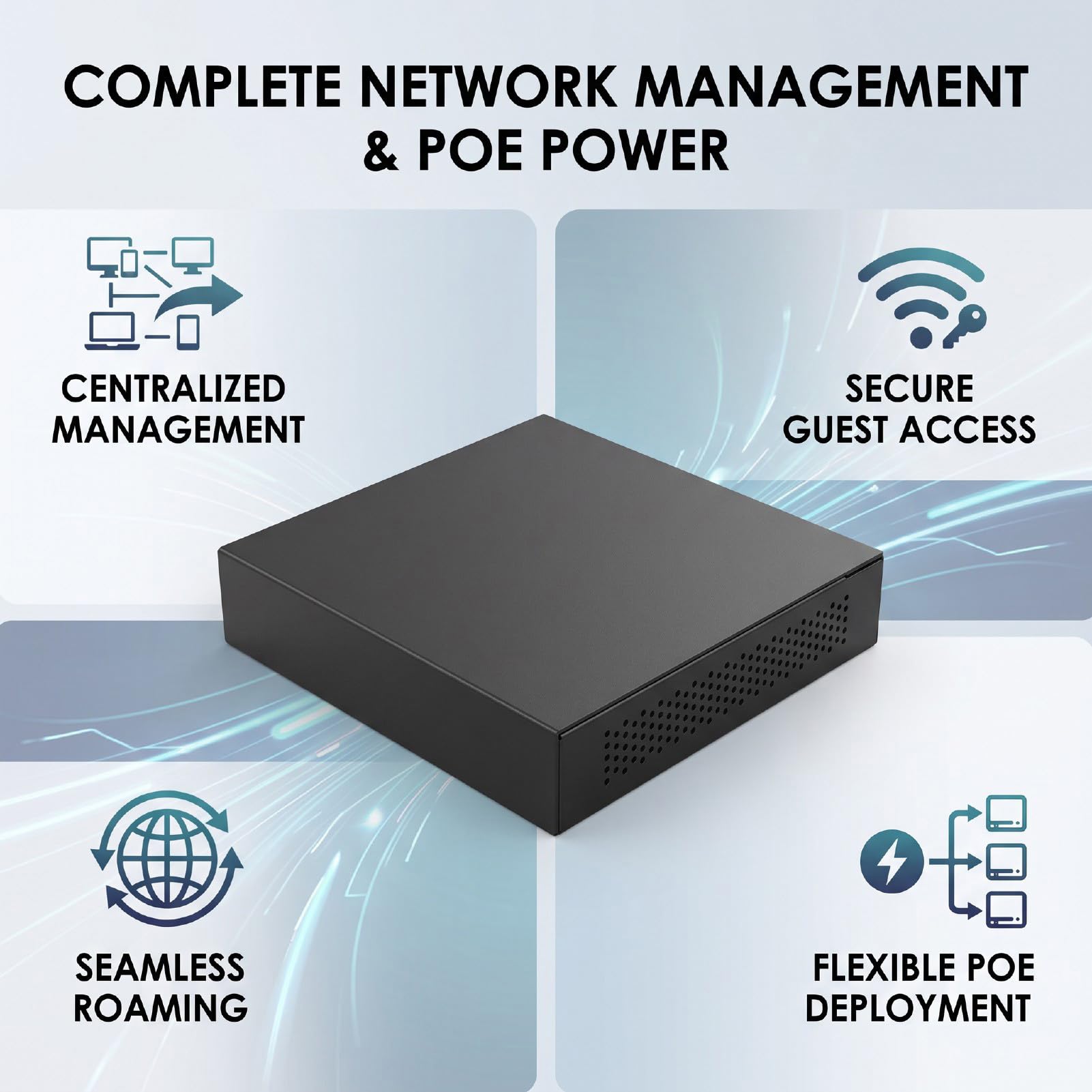 Asixxsix Switch PoE Gigabit a 5 Porte | Conforme a 802.3af/at, Alta velocità 1000/100/10Mbps, Supporta 128 Dispositivi Terminali, Plug and Play Non Gestito