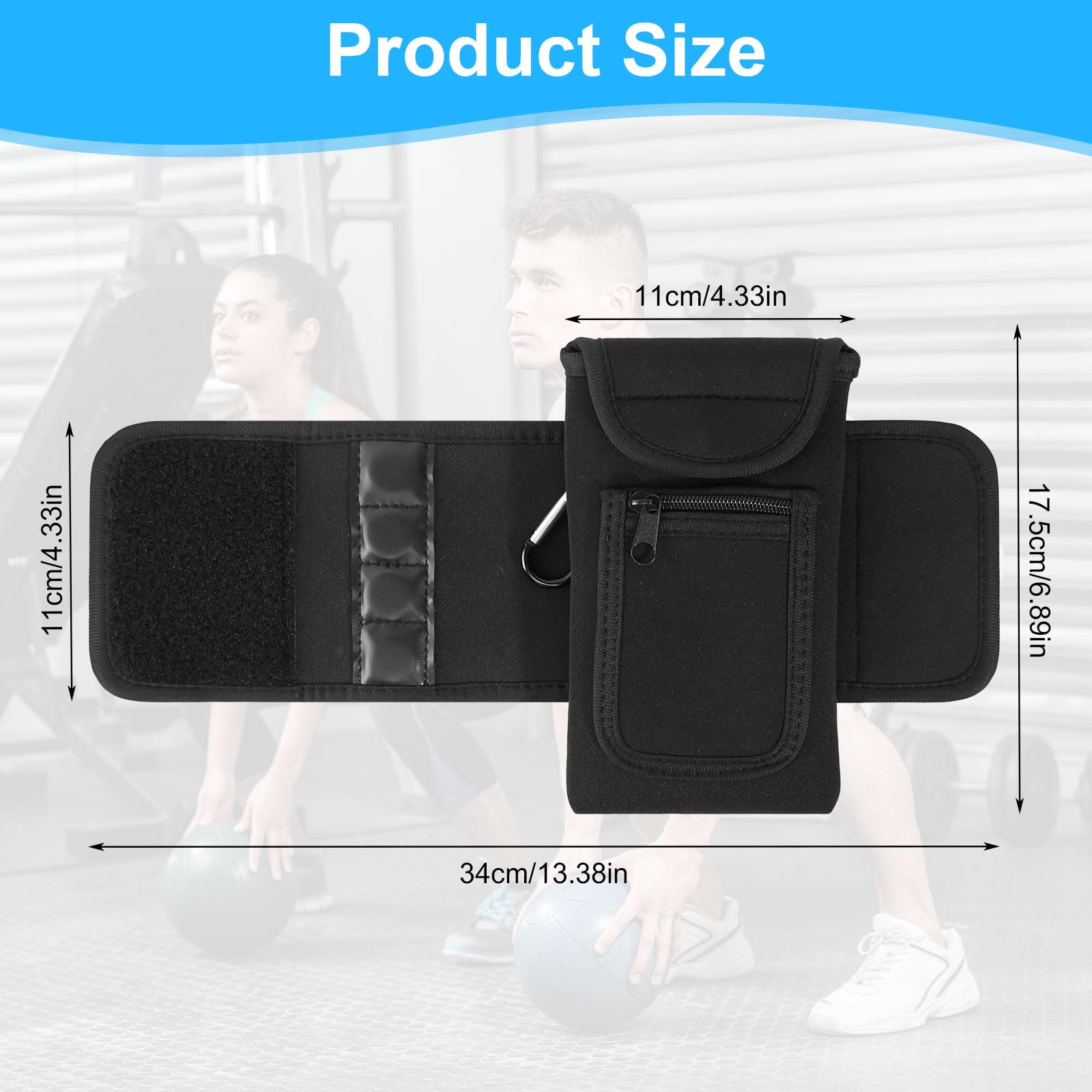 Bolsa magnética para gimnasio con compartimentos para botella de agua y teléfono
