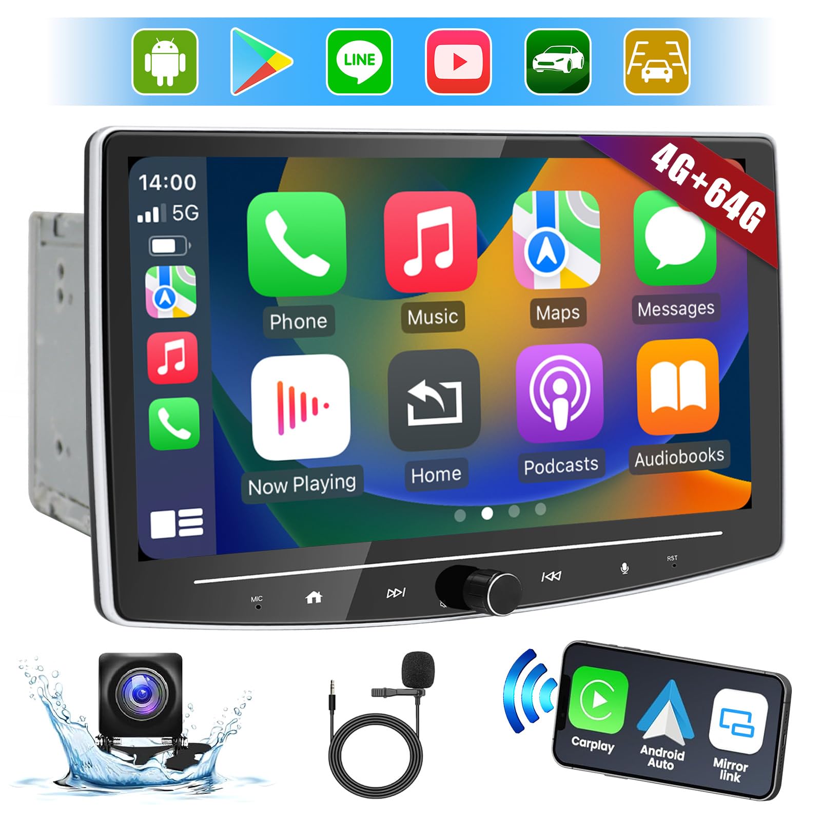 Amazon.co.jp: IYING ディスプレイオーディオ 10インチ 2din 4G+64G 