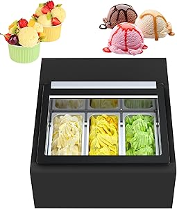 Amazon.com: Commercial Countertop Hard Serve Ice Cream Showcase with 3 ...