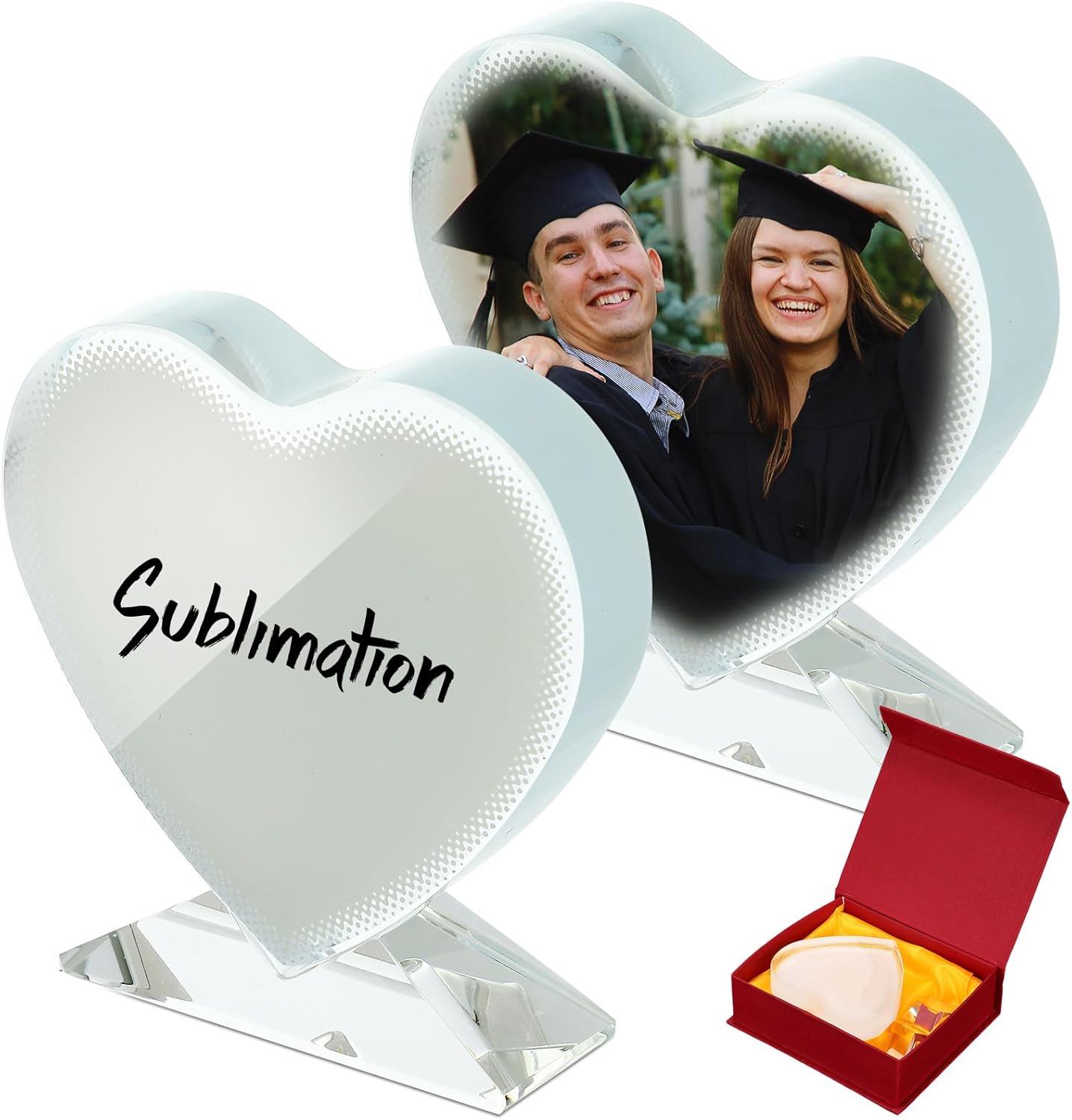 Didaey 2 Pcs Sublimation Blanks Crystal Picture Frame Crystal Tabletop Decor Decorative Plaques Custom DIY Photo Frame for Christmas Wedding Memorial DIY Gift(Rectangle)