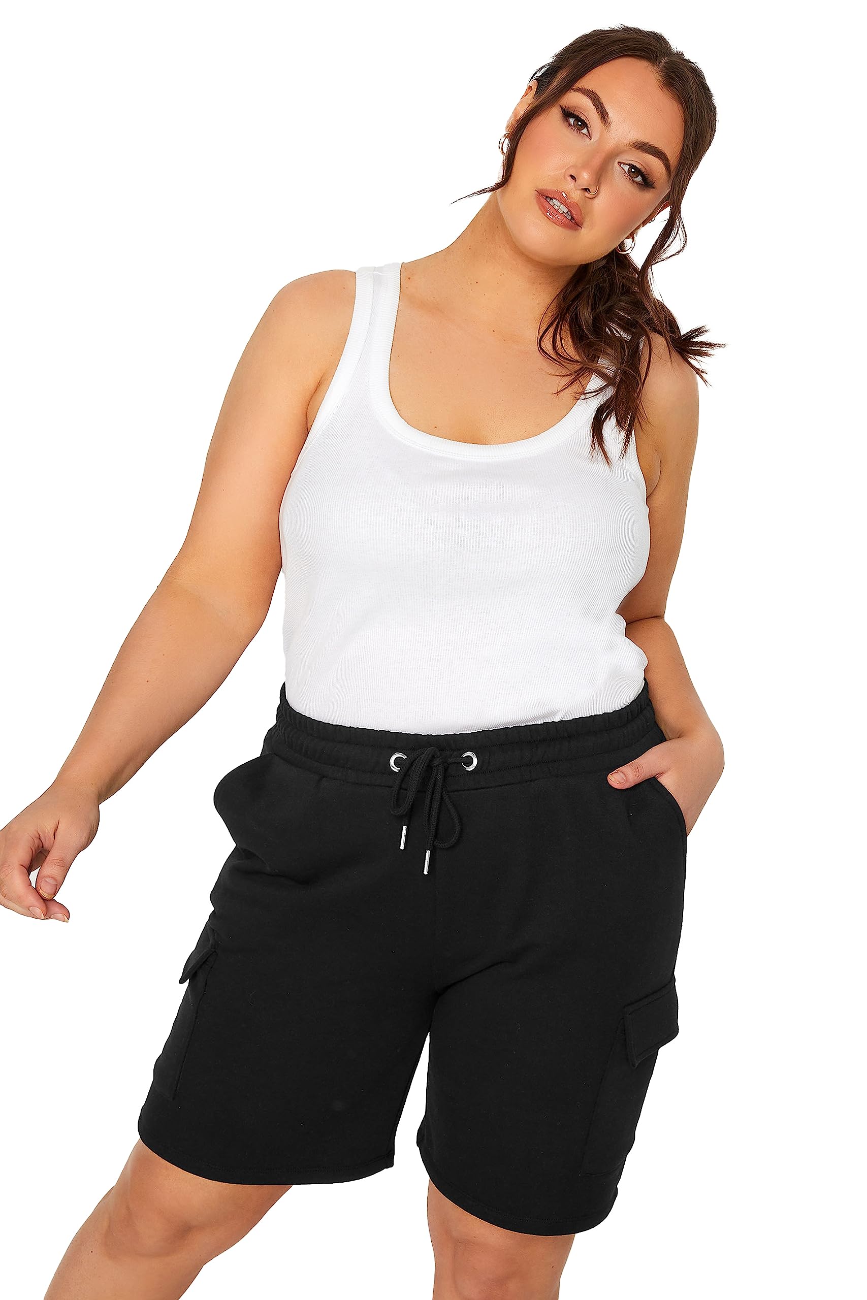 Yours Women's Black Curve Cargo Jogger Short - Plus Curve 20 Plus