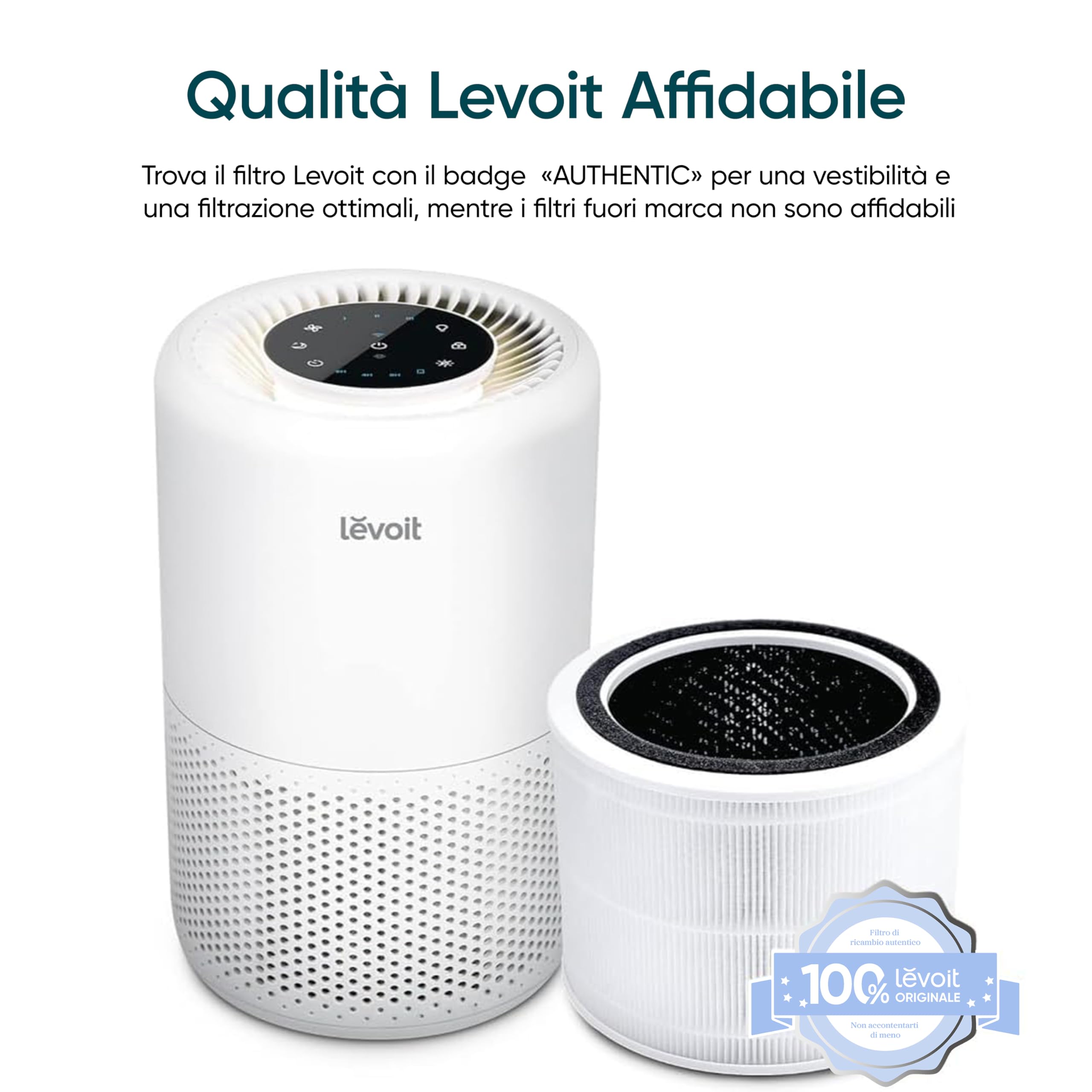 LEVOIT Filtro di ricambio per purificatore d'aria Core 200S, filtro HEPA con carboni attivi ad alta efficienza e prefiltro, contro allergie, fumo e polline, Core 200S-RF
