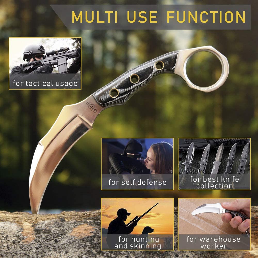 Karambit Knife with Sheath Small Fixed Blade Knofe Claw Knife