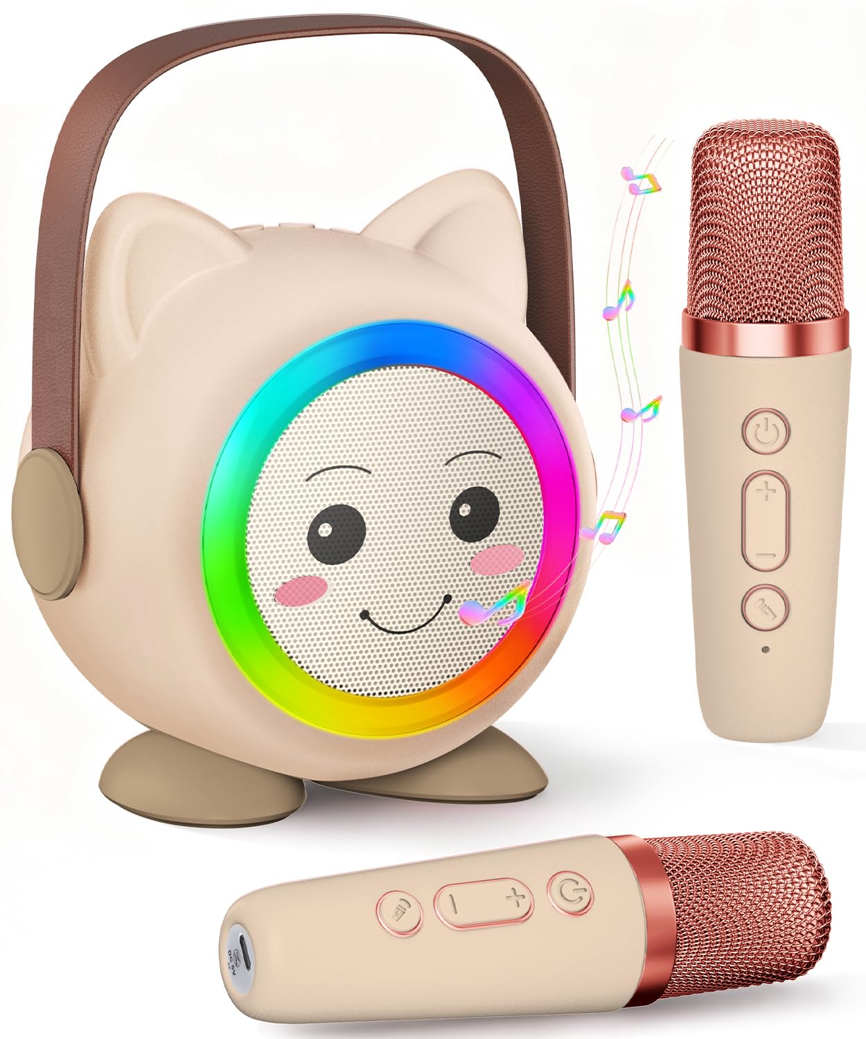 Photo 1 of Aadmd Mini Karaoke Machine Toy, 2 Wireless Mics, Beige