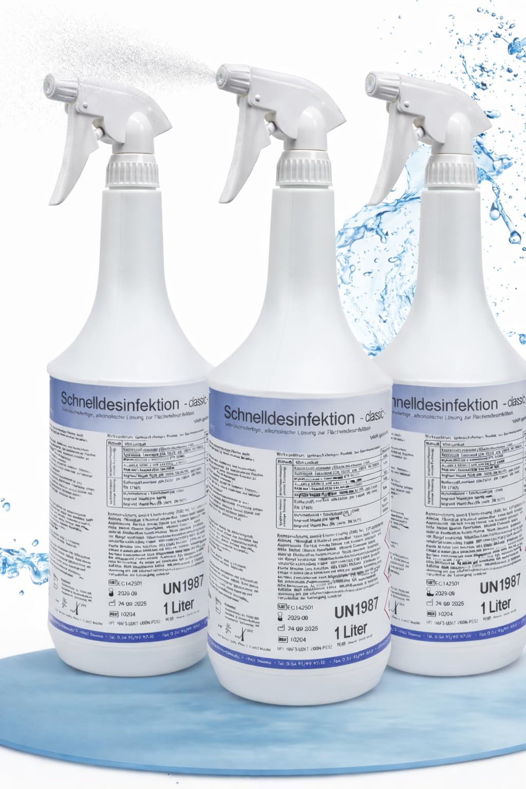 KK Schnelldesinfektion Spray Duft CLASSIC - Hochwirksames Desinfektionsmittel 3x 1L Fl. für Oberflächen – Wirksam gegen Bakterien, Viren & Pilze – Ideal für Haushalt, Praxis&Gewerbe