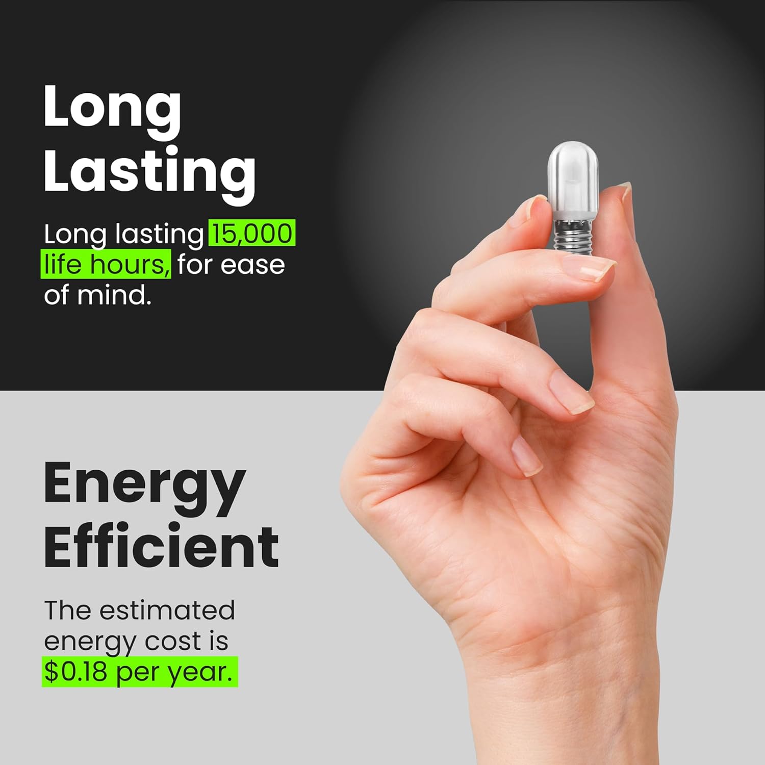 Feit Electric T7 LED Light Bulb, 15W Equivalent, 1.5W, 80 Lumens, E17 Base, Warm White 3000K, Non-Dimmable, Energy-Saving Refrigerator & Indicator Bulb, 15,000 Hour Lifespan, BPT7N/SU/LED
