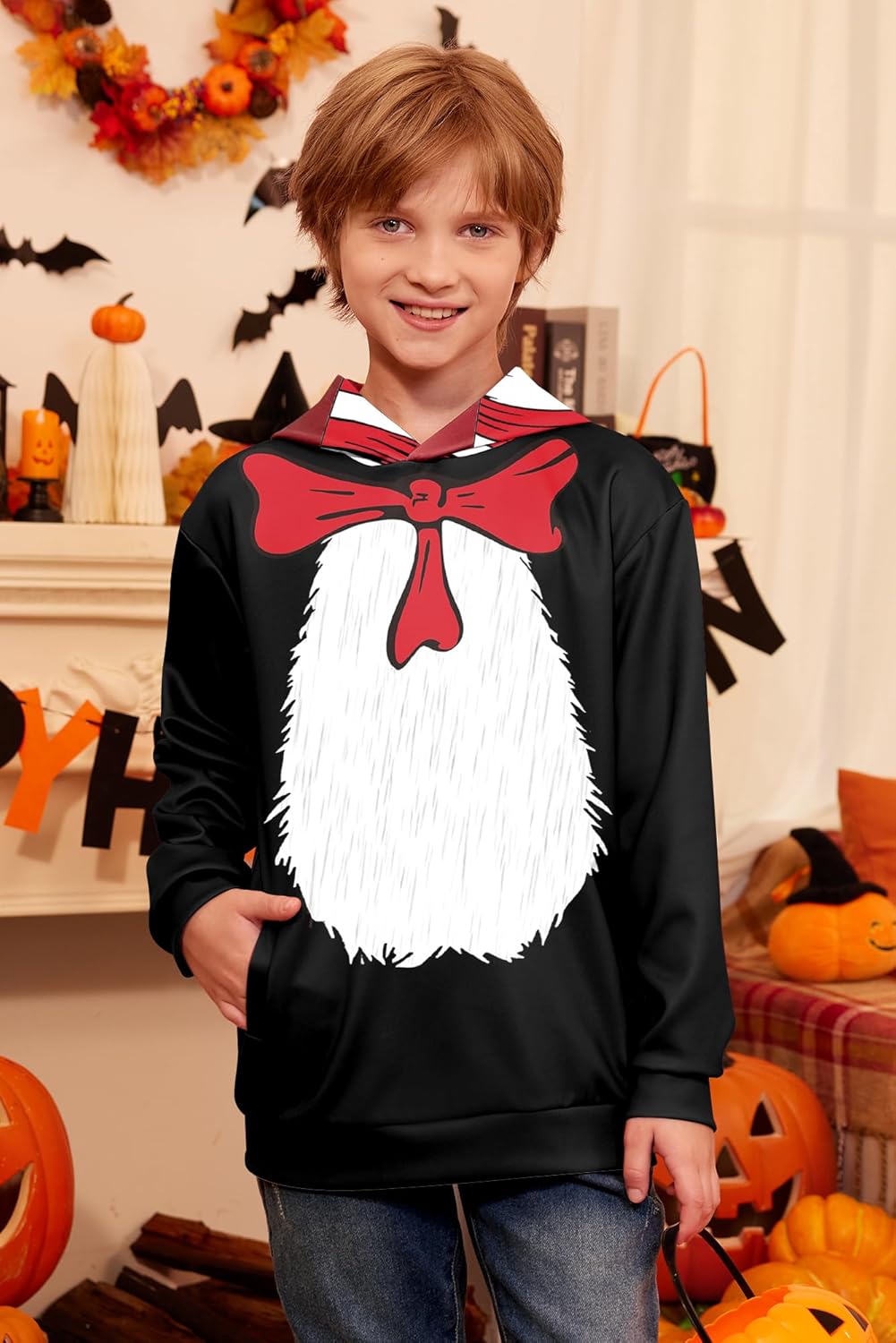 Unisex Kids Halloween Funny Hoodies Cute Print Pullover with Pocket 4-14 Years - Image 7
