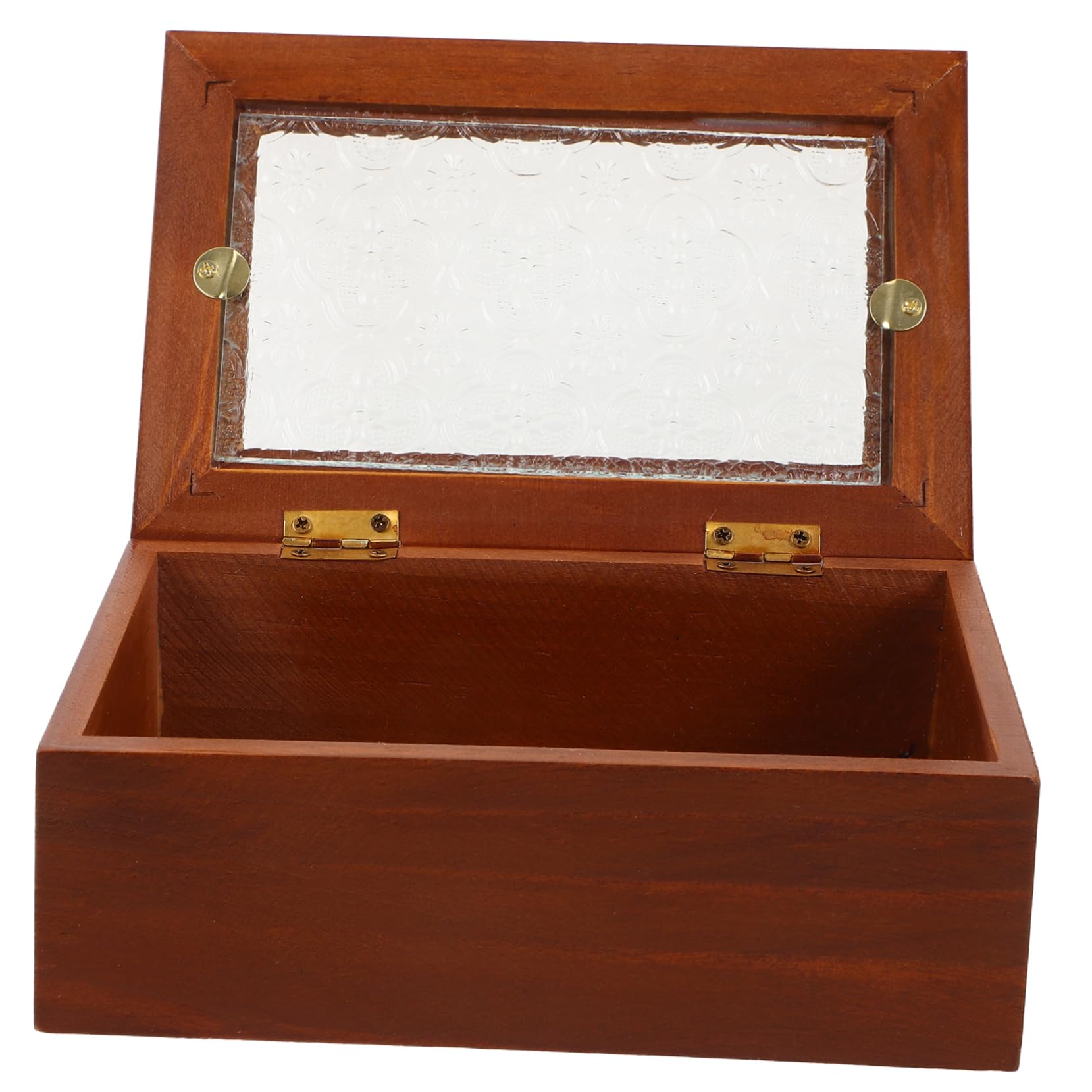 OUNONA Vintage Trinket Box Small Glass Window Wooden Jewelry Storage Box for Earrings Pendants Rings Organize Your Collection