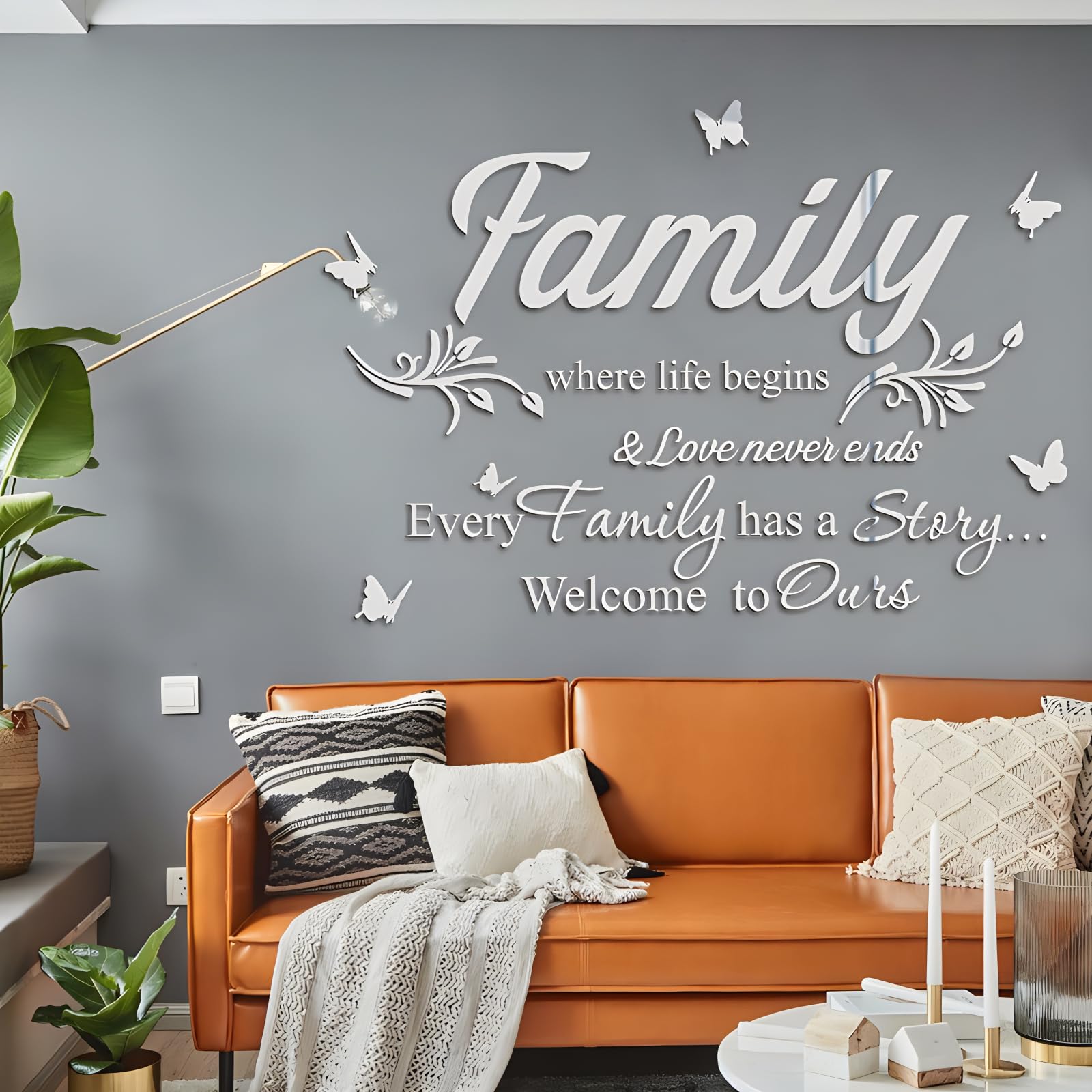 Fkereg Family Where Life Begins & Love Never Ends Every Family Has a Story Welcome to Ours Mirror Wall Decals Stickers - Image 3
