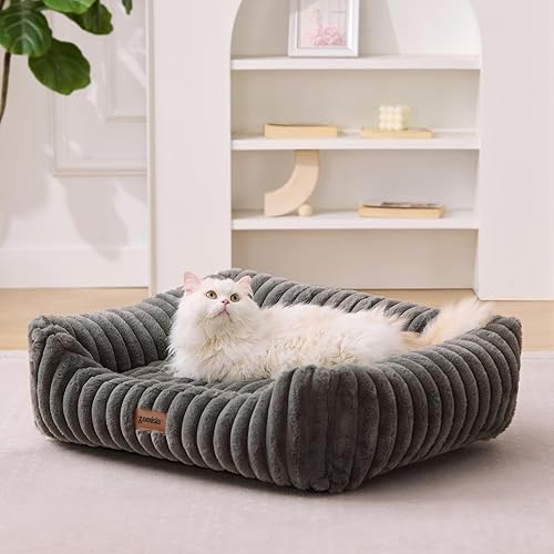 Miniatura 7 de Cama para perros de tamaño mediano, cama ortopédica rectangular grande para mascotas con funda lavable esponjosa y parte inferior antideslizante, 30