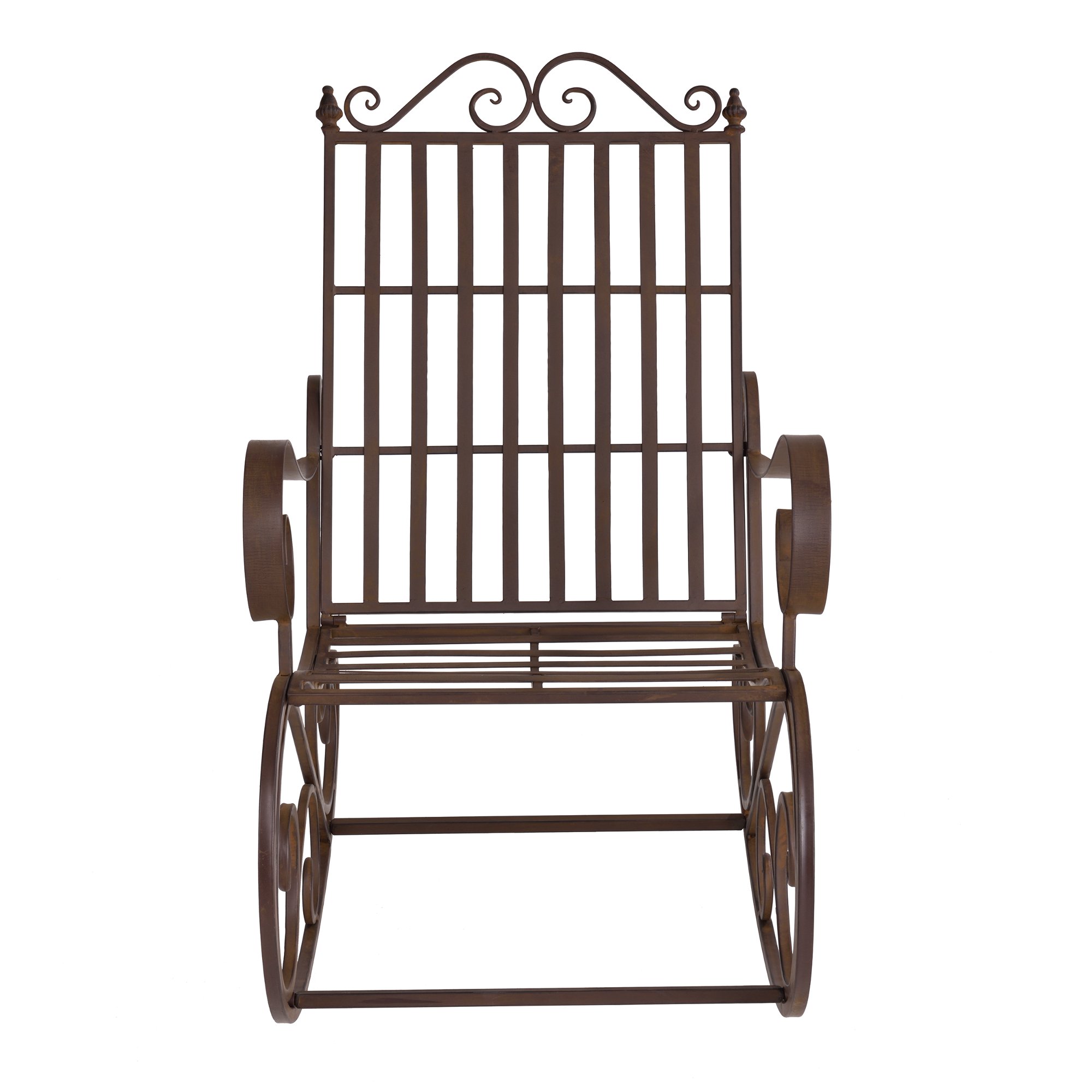 [en.casa] Fauteuil à Bascule de Jardin Vintage Robuste Meuble Design pour Usage Extérieur Métal 92 x 59 x 90 cm Bronze