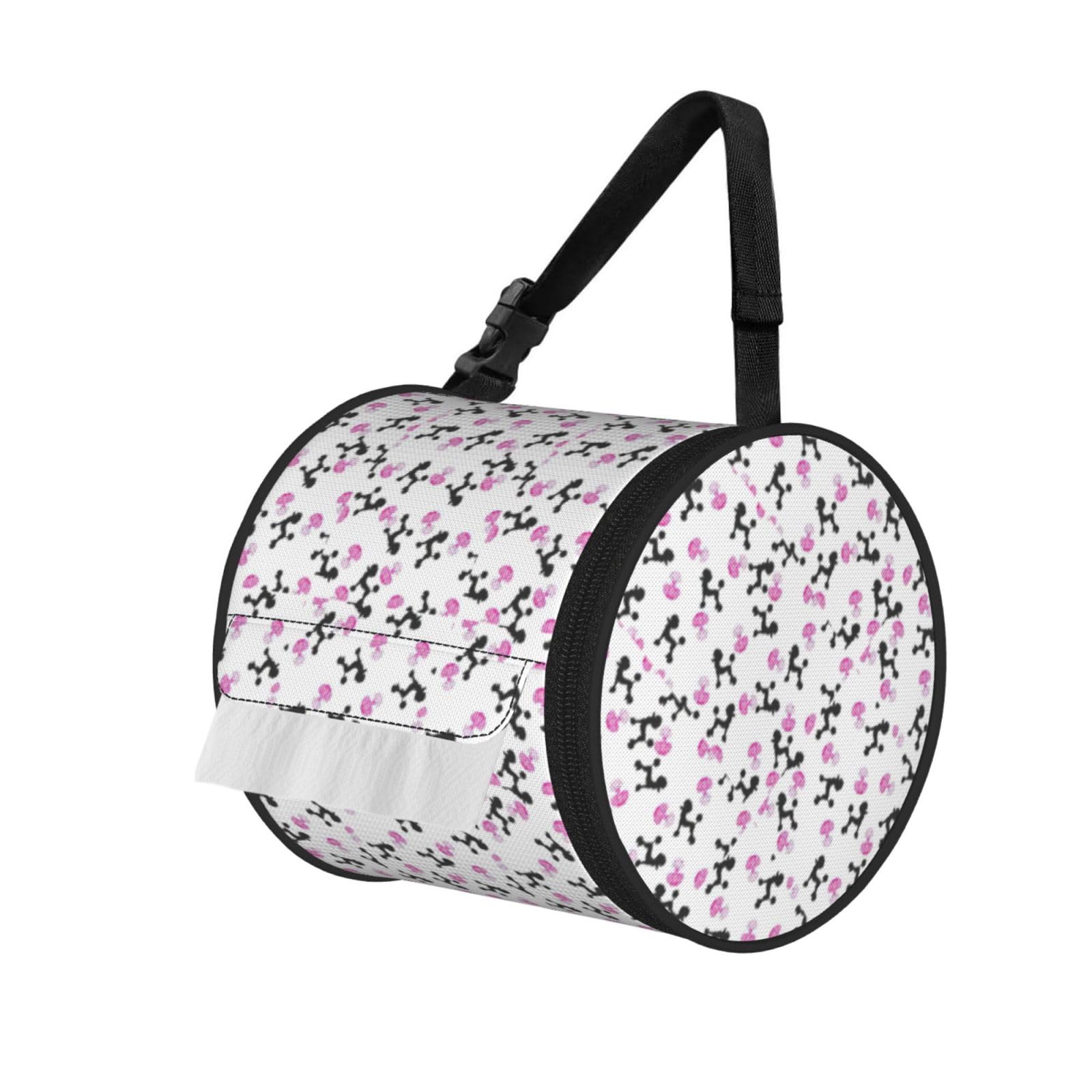 girly pink perfume bottle and poodle Print Cylindrical Tissue Holder Bathroom Car Home Office Kitchen Decor Versatile