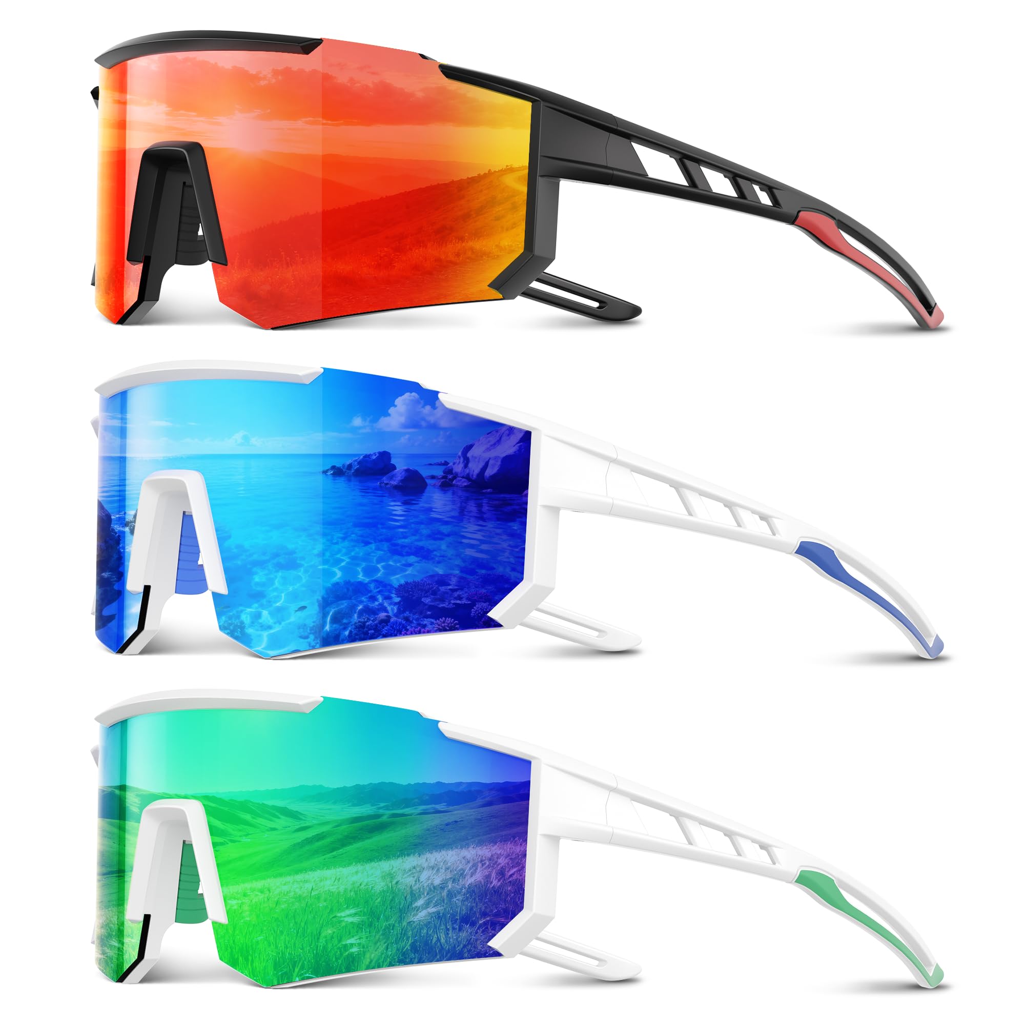 Polarized Sports Sunglasses Men Women for Running Baseball Cycling