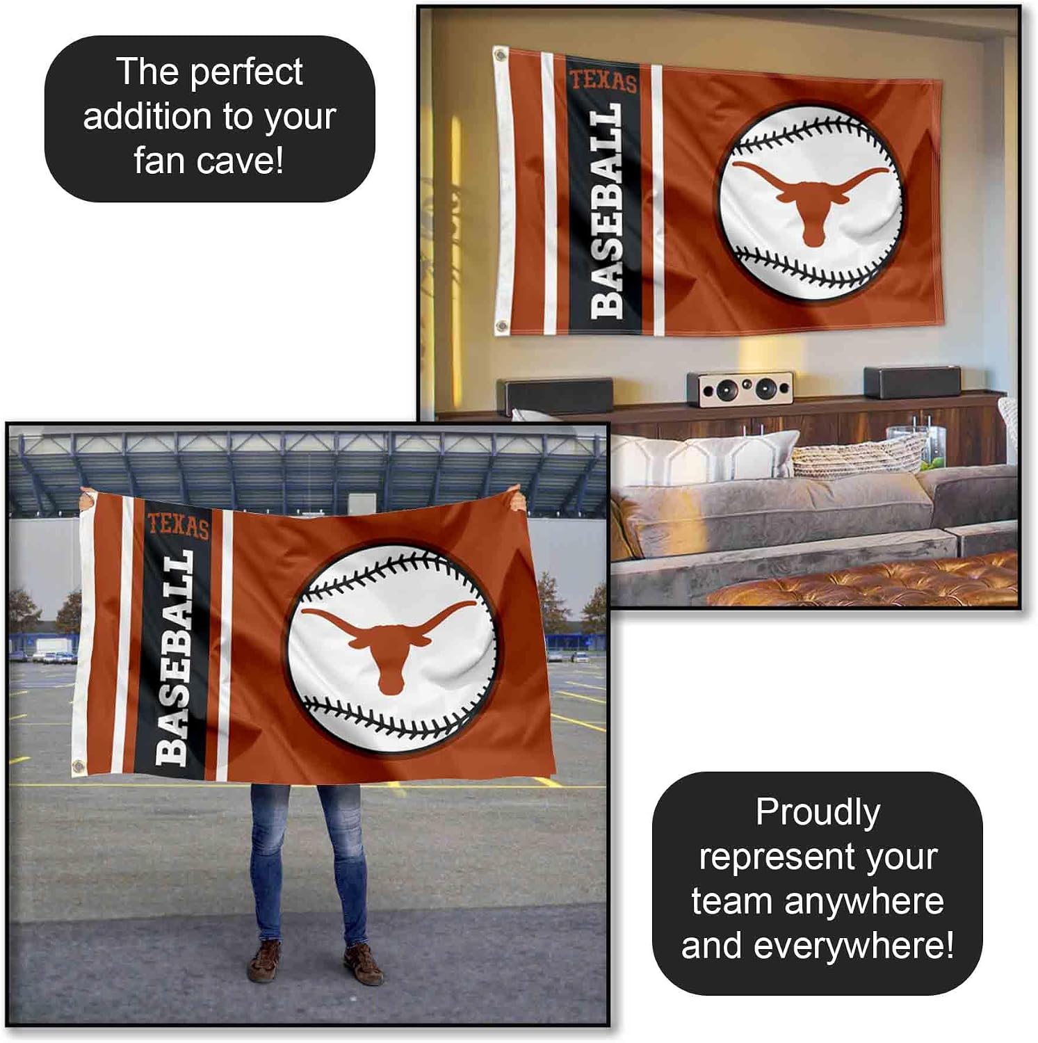Texas Longhorns Baseball 3x5 Grommet Flag