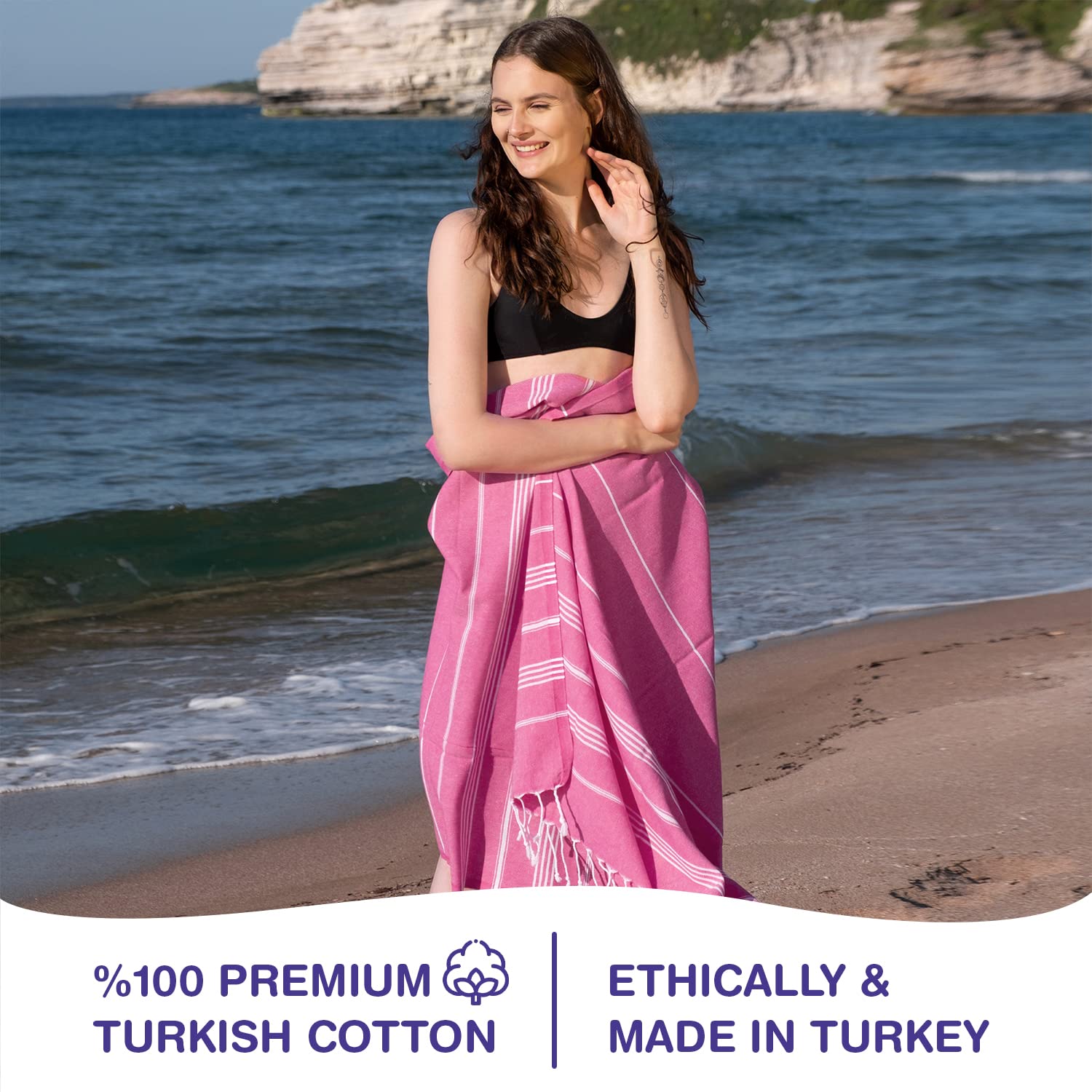 HAVLULAND Lot De 2 Serviettes De Plage Turques 100 % Coton, Absorbantes, Surdimensionnées, Résistantes Au Sable, Légères Et Douces, Serviettes De Bain à Séchage Rapide Pour Voyage, 180 X 99 Cm (gris