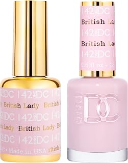 DND DC Gel Polish Set, Pink Collection, UV/LED GelPolish and Air Dry Nail Lacquer, Matching Chip-Free Polish Duo, 142 British Lady, 0.5 Fl Oz Each
