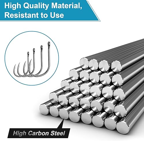 Miniatura 5 de 500 unidades100 anzuelos de pesca ReeMoo de alta calidad, 10 tamaños4 tamaños, ganchos de pesca de acero al carbono con caja de plástico portátil,