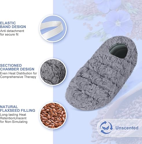 Vista 3 de SUZZIPAD Pantuflas para microondas y calentador de pies para cama, pantuflas térmicas para microondas para mujeres y hombres, calentadores de pies