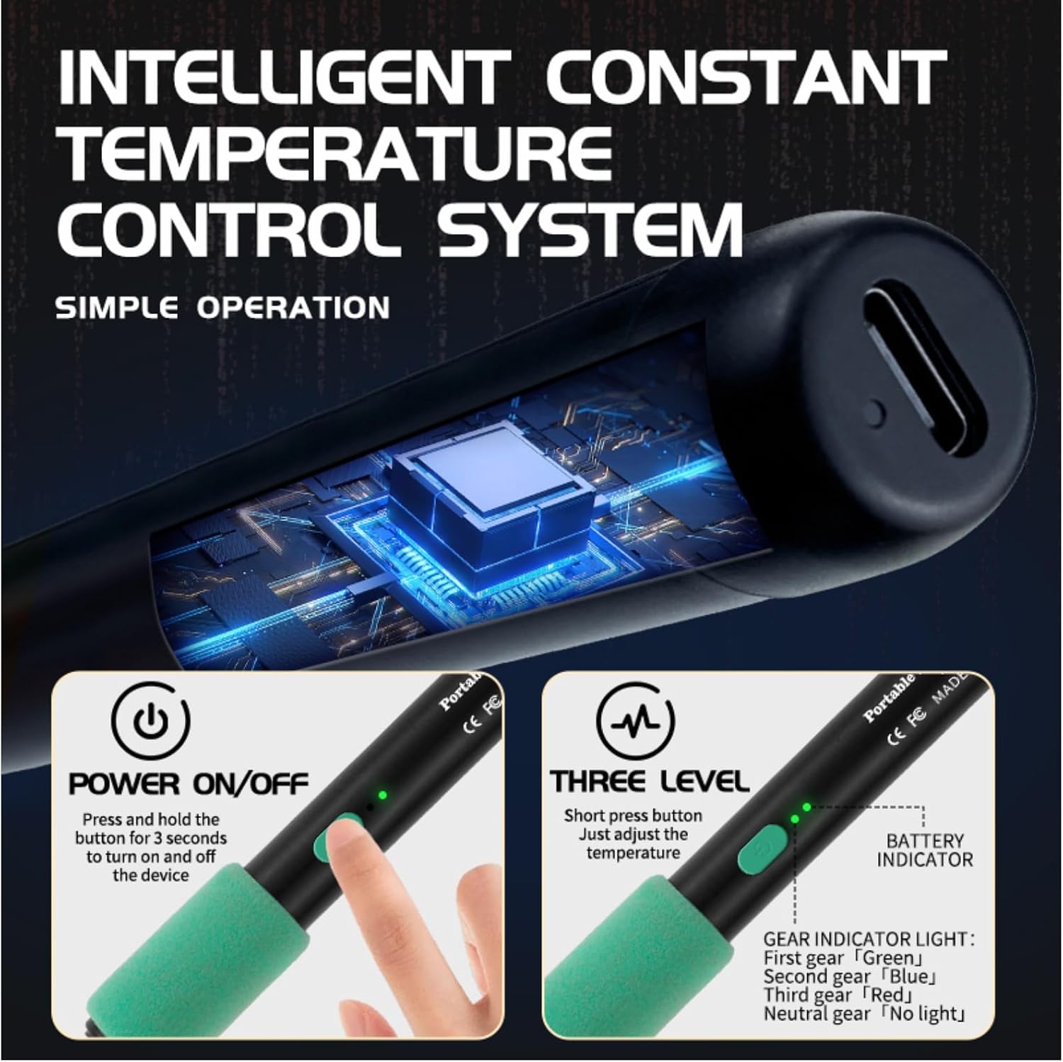 Mini Cordless Soldering Iron Kit,USB Rechargeable Portable Cordless Soldering Iron,LCD Digital Adjustable Temperature Thermostatic for Home Appliance Repair,DIY