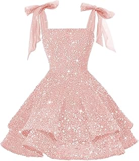 Sparkly Sequin Short Homecoming Dresses 2025 Spaghetti Strap Sequin Prom Dress Bow Cocktail Party Dress RO257 - Buy now