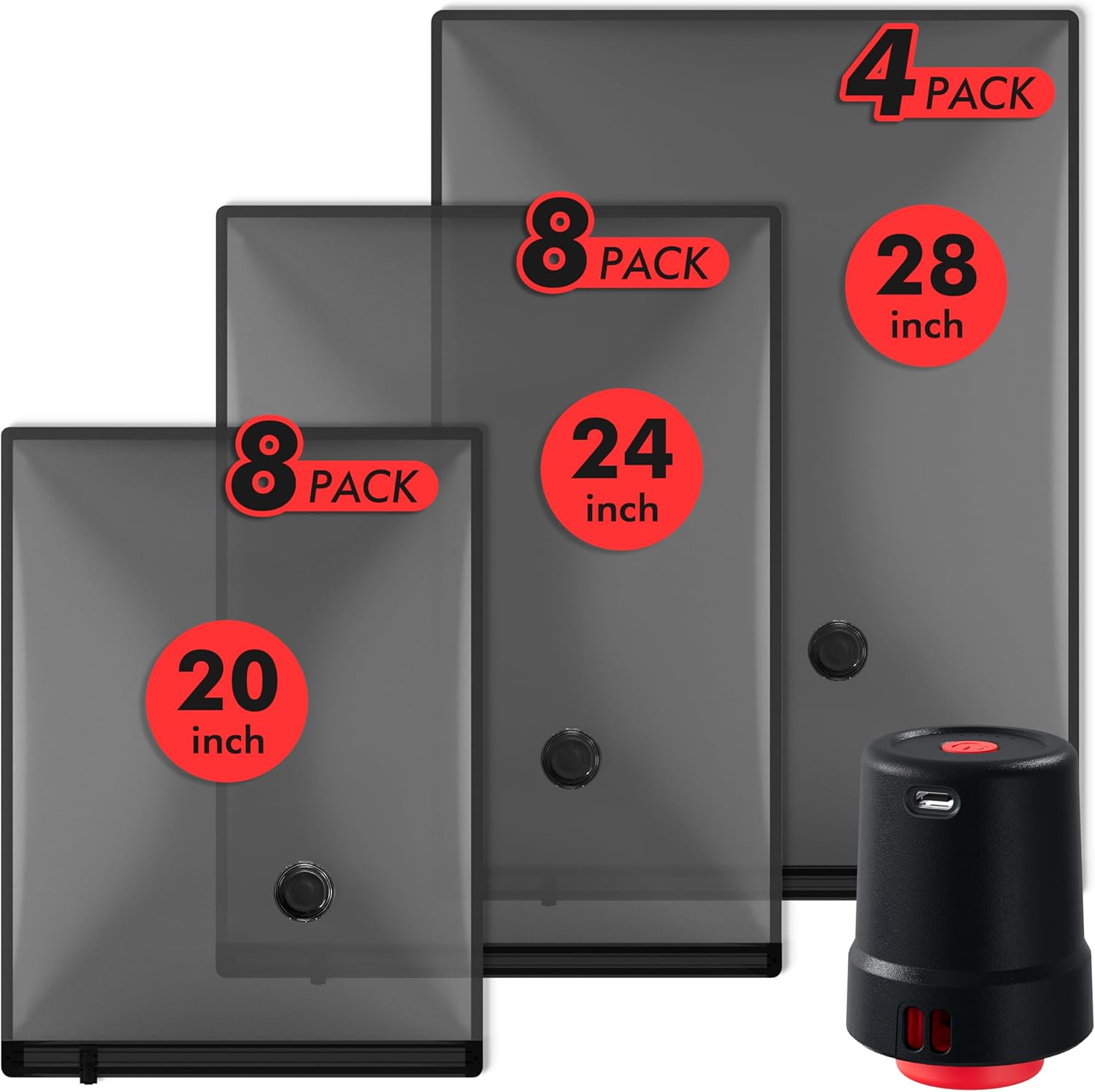 20 PACK Travel Vacuum Bags With Pump - Portable Space Saver Bags for Home - Vacuum Seal Bags for Clothing Travel, Blankets, Seasonal Storage