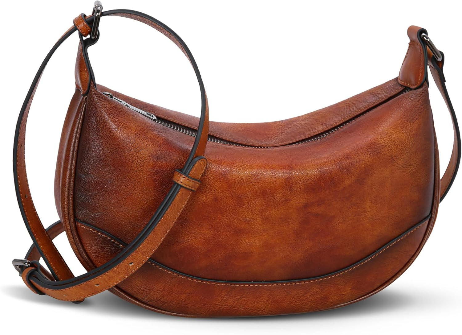 HESHE Crossbody Bags for Women Leather Purses Designer Shoulder Bag Vintage Handbags Hobo Crescent Bag - Image 9