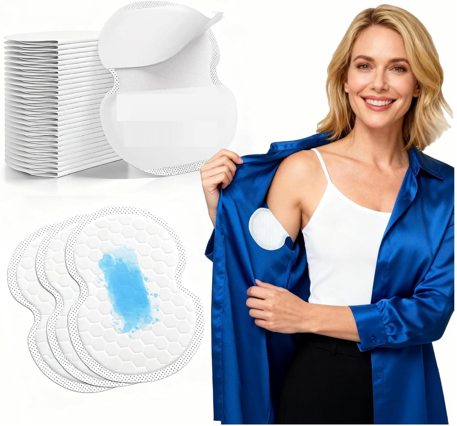 4 PCS Sweat Pads for Underarms Disposable Underarm Pad Anti Absorbing Sweat Odour Control Armpit Invisible Clothing Protector Pads for Men & Women Prevent Sweat Stains on Shirts & Dresses-image-19