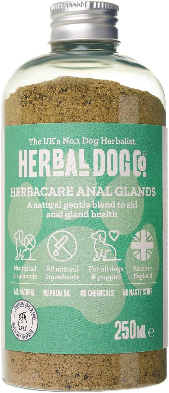 Herbal Dog Co Herbacare Anal Glands Powder for Dogs with Enzymes, 250ml