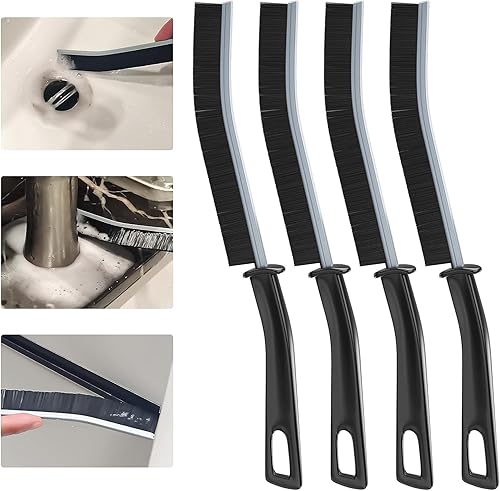 Cepillo de limpieza de huecos, cepillo de limpieza de huecos de baño, 4 cepillos de limpieza de hendiduras, cepillo de cerdas duras para limpieza,