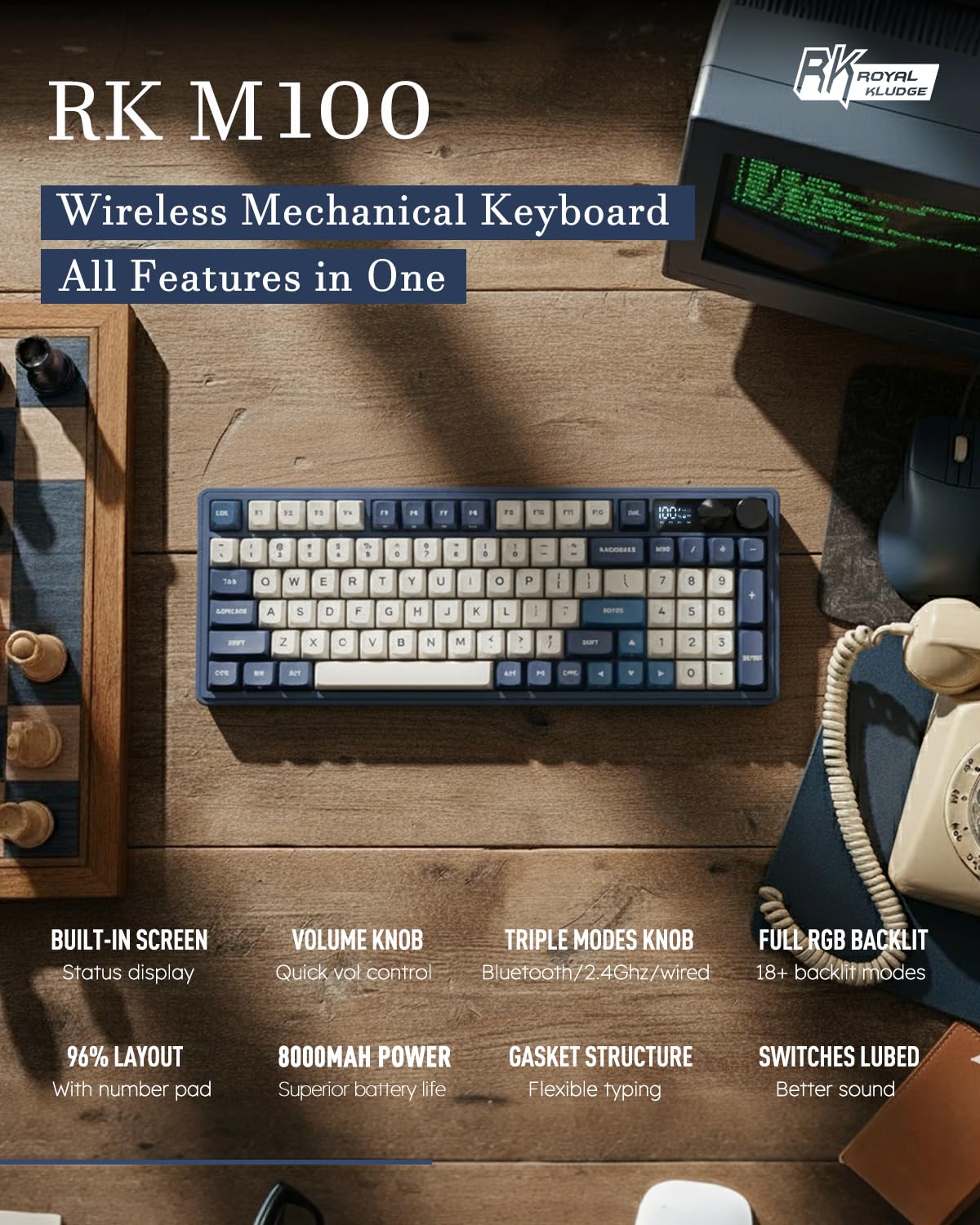 Amazon | RK ROYAL KLUDGE M100 ワイヤレス メカニカルキーボード