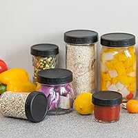 Vista 3 de 9 Wide Mouth Mason Jar Lids with Silicone Ring, Black Plastic Thickened Leak-proof Lids Fit Ball,Kerr and More, 3.38in/86mm(Black)