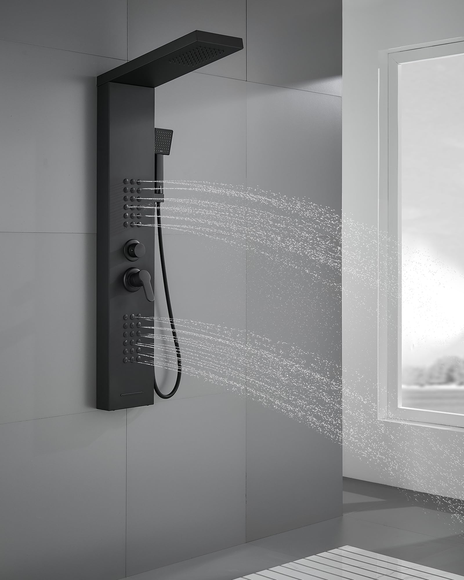 ROVATE Shower Panel: 4-in-1 Rainfall & Jets -7